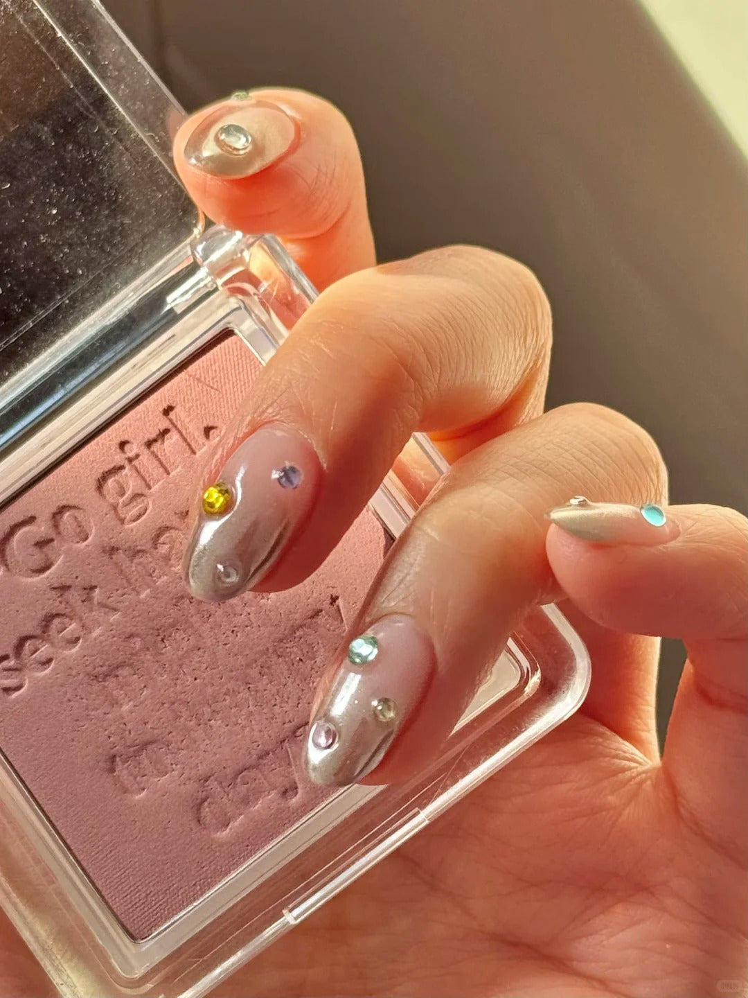 Siva Nail, Cosmic Drip, Chrome Gem Handmade Press on Nails