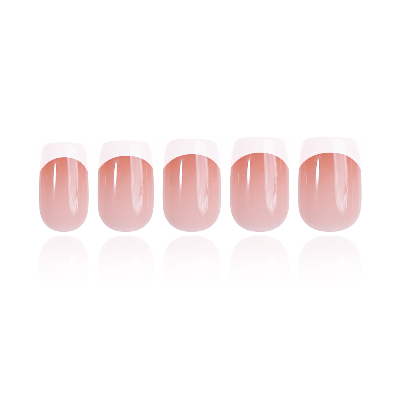 Siva Nail, Short Square Press On Nails, Nude Pink Ombre Squoval White French Tip Nails, Hard Thick Gel Press On Nails, 32PCS, 16 Sizes