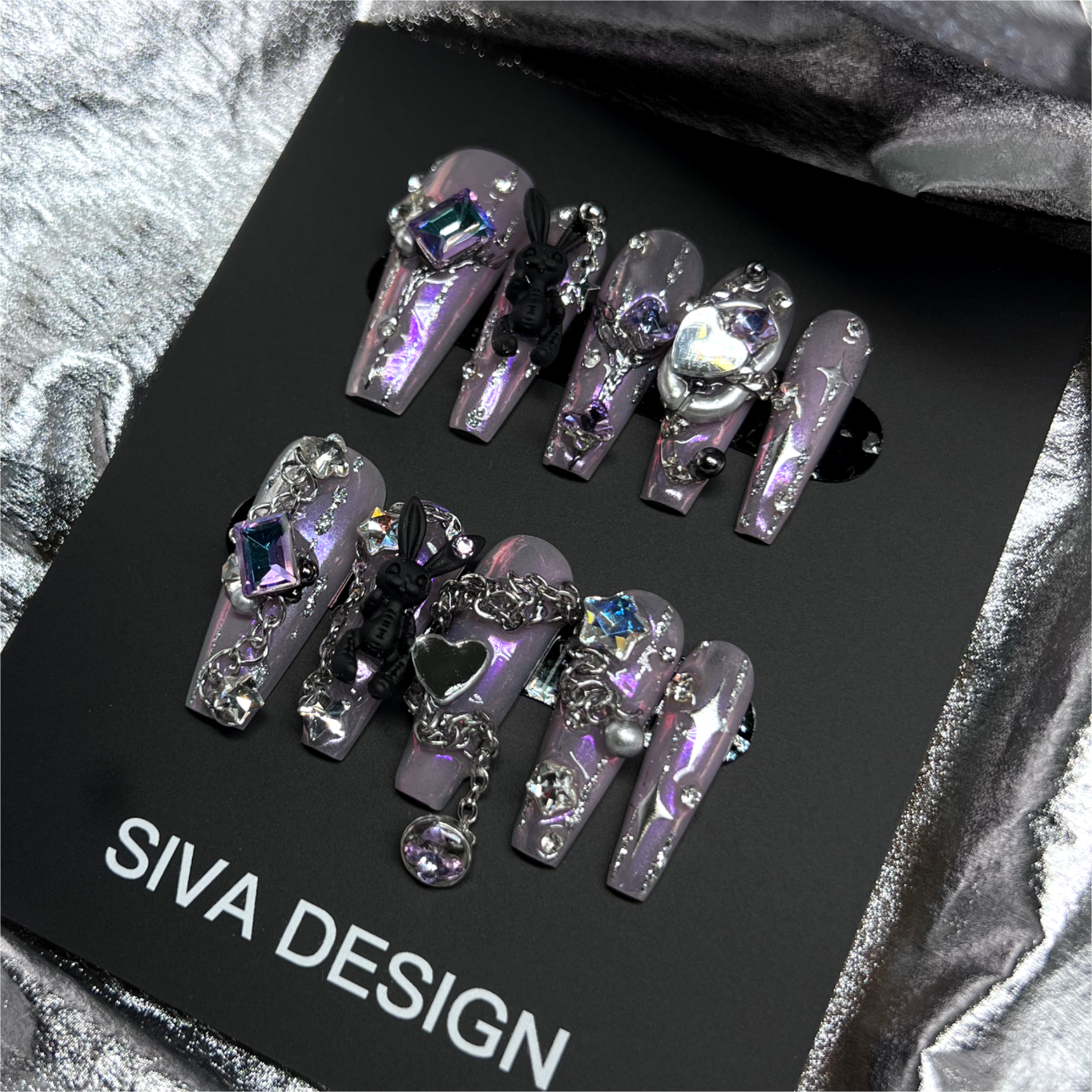 Siva Nail, Rabbit (Purple), Y2K Style Press on Nails