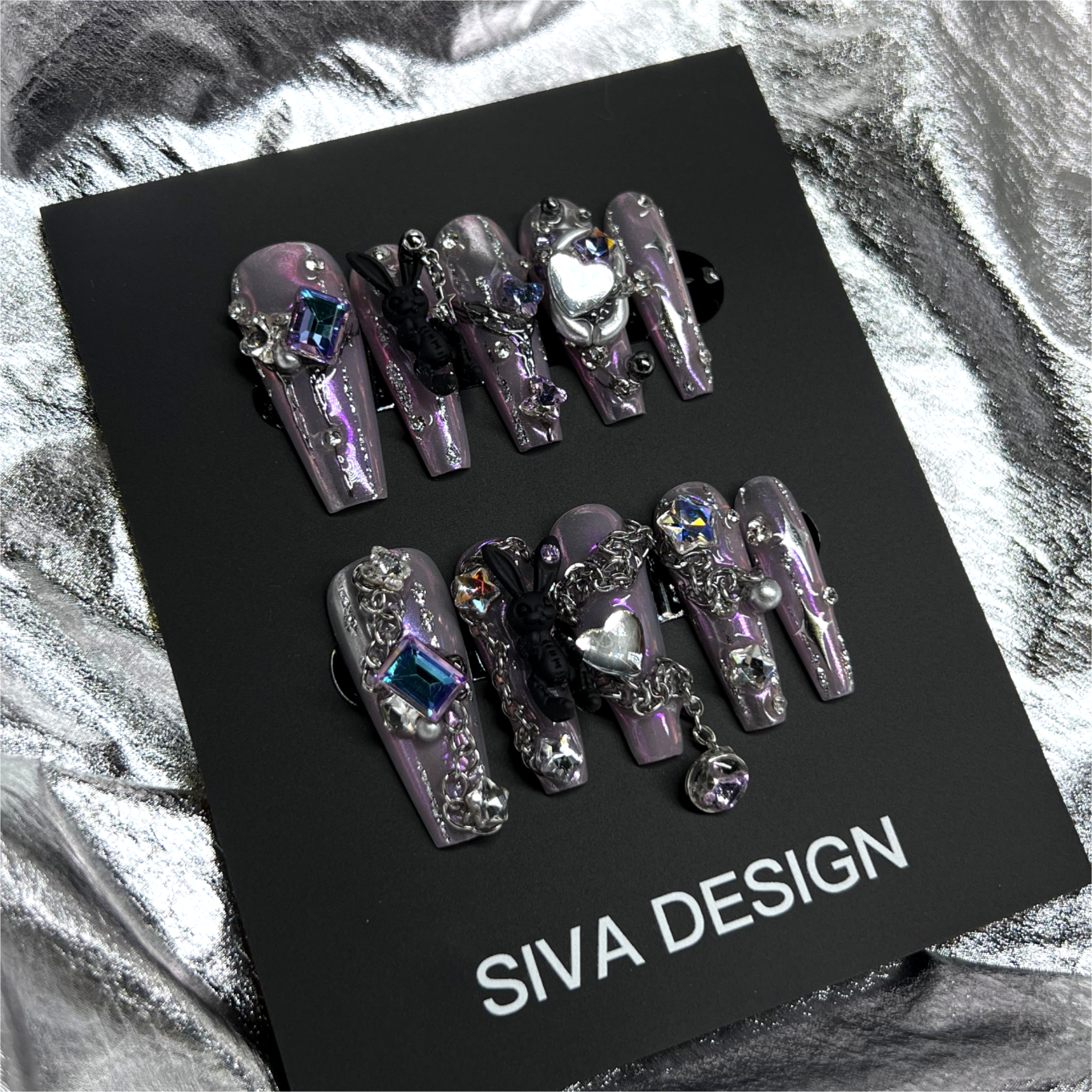 Siva Nail, Rabbit (Purple), Y2K Style Press on Nails