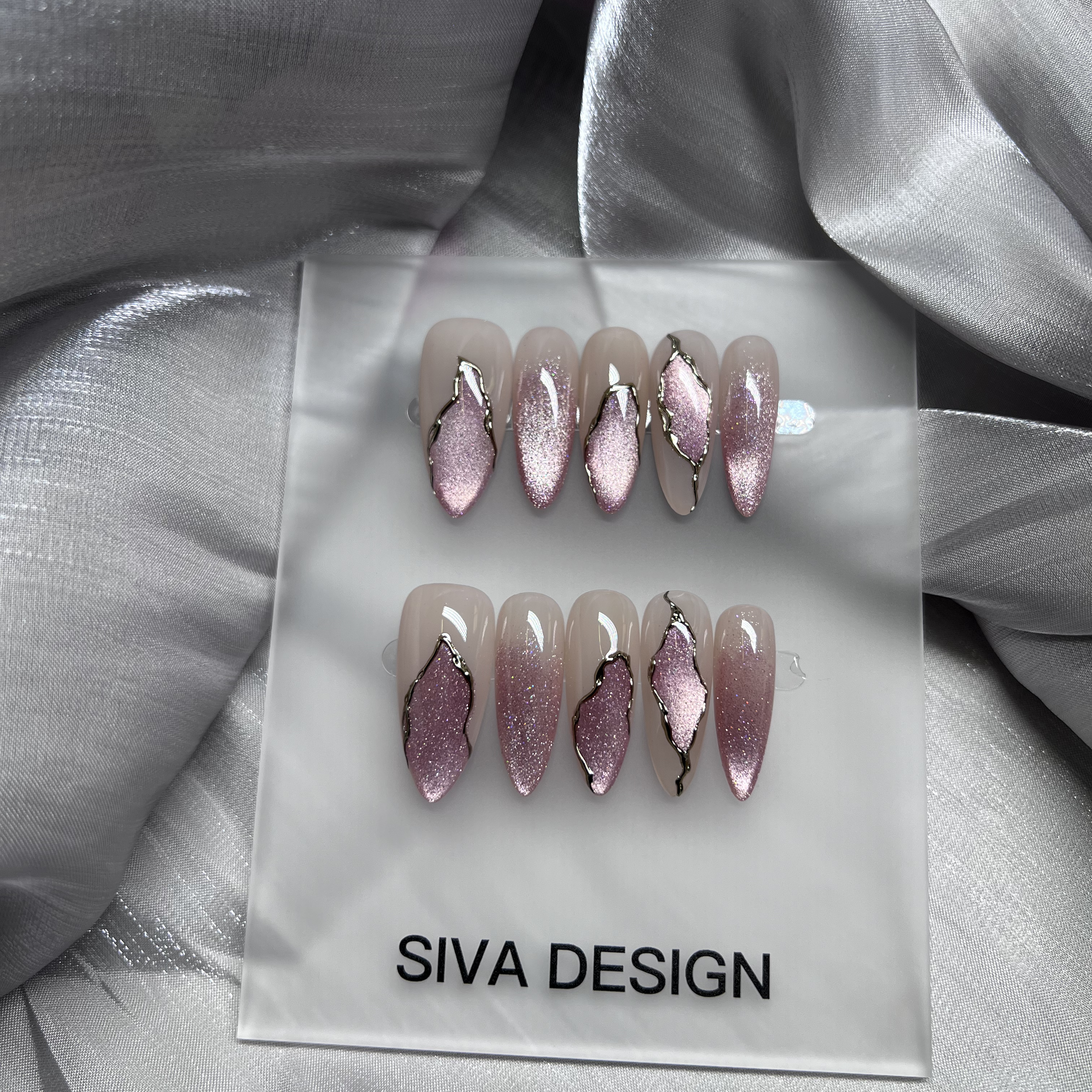 Siva Nail, Sunset Glow, Radiant Pink Acrylic Press on Nails