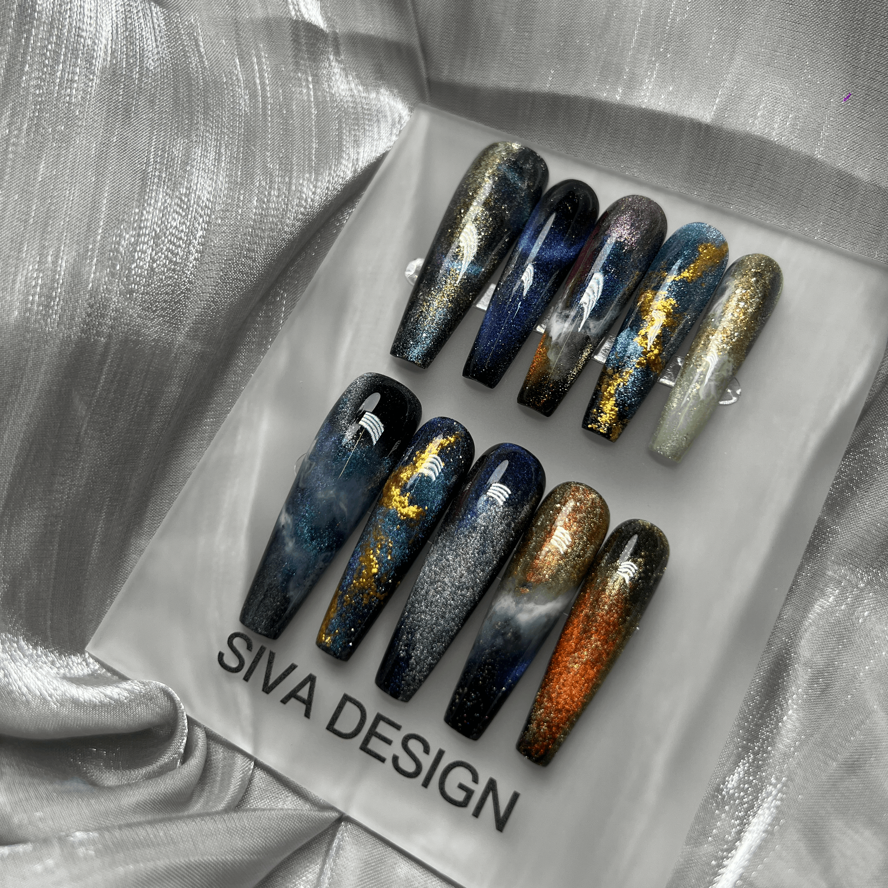 Siva Nail, Nebula Glow, Glitter Handmade Press on Nails
