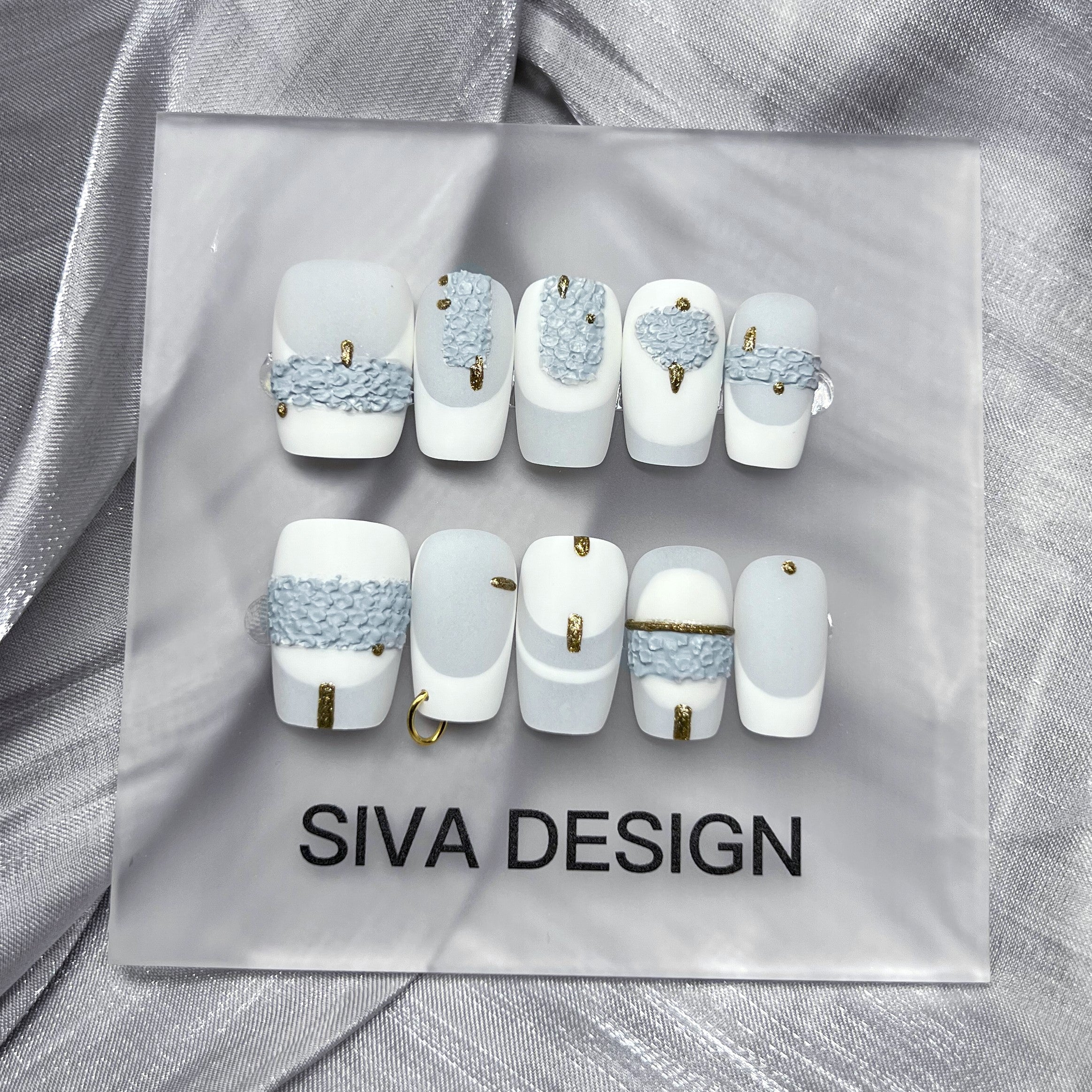 Siva Nail, Purity, Elegant White French Tip, Acrylic Handmade Press on Nails