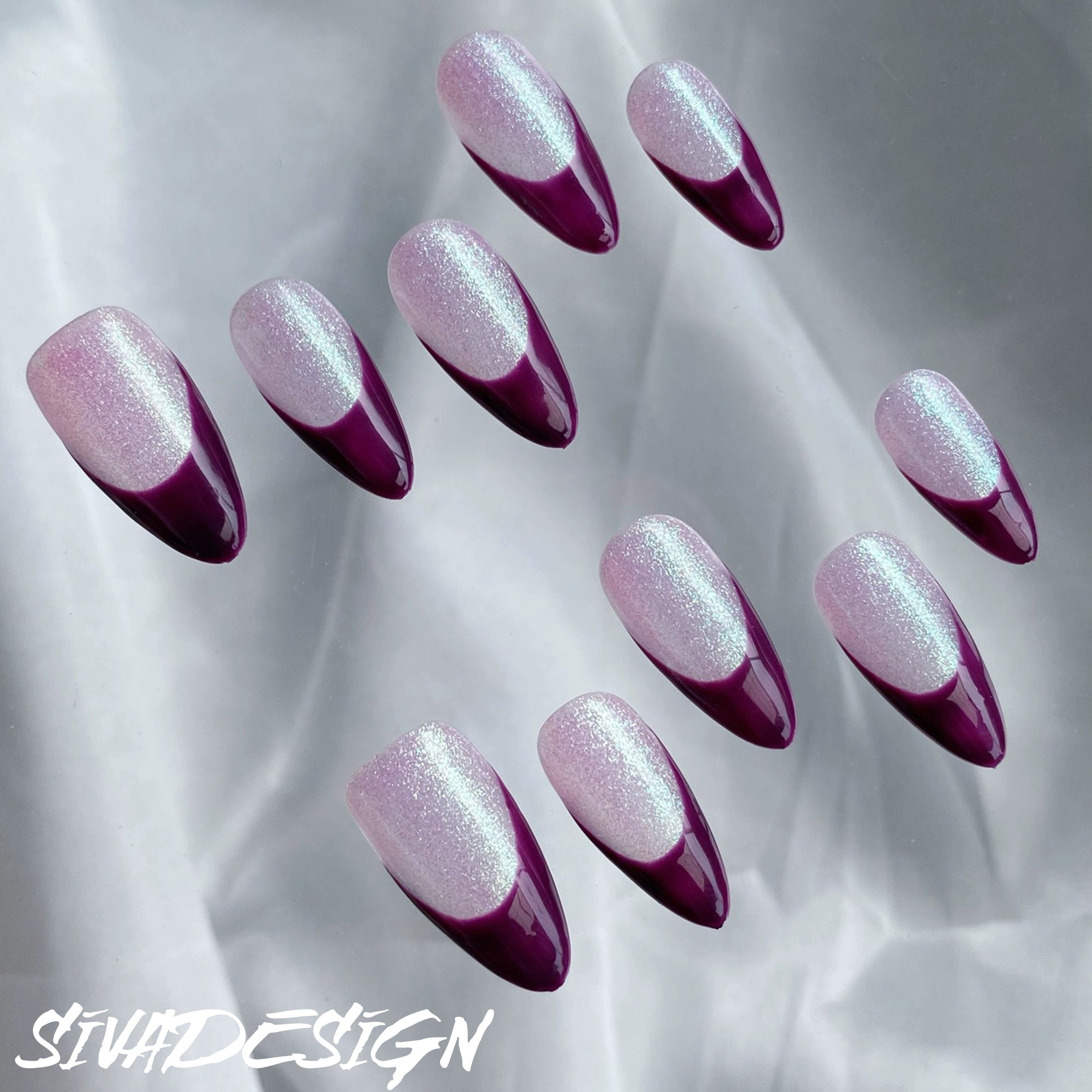 Siva Nail, Lavender Twilight, Short Almond Acrylic Press on Nails