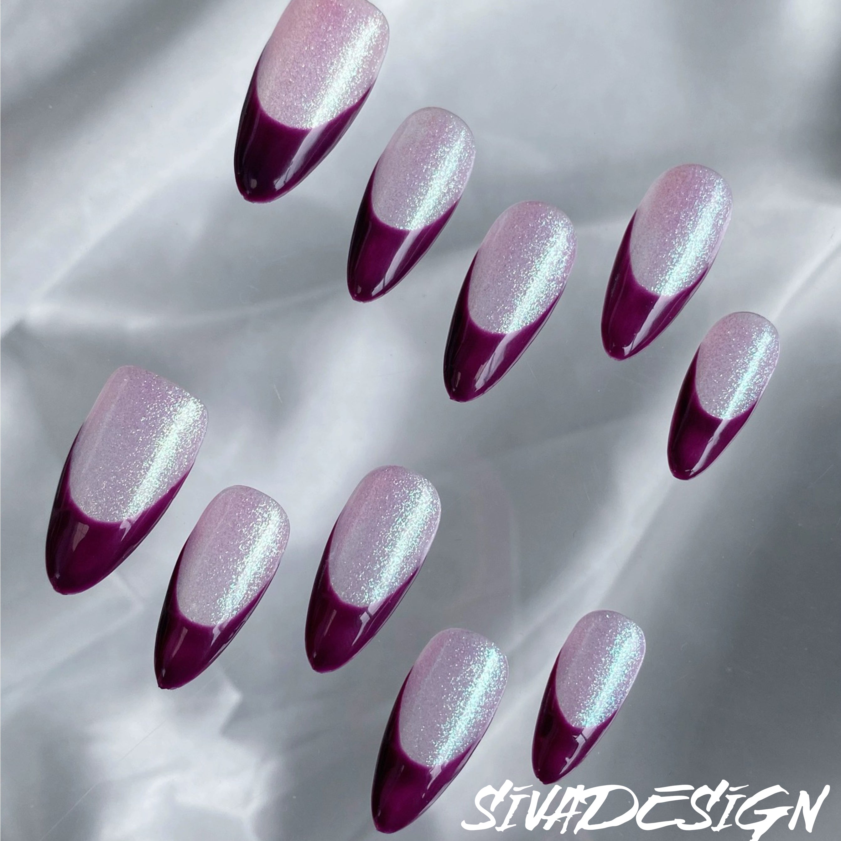 Siva Nail, Lavender Twilight, Short Almond Acrylic Press on Nails