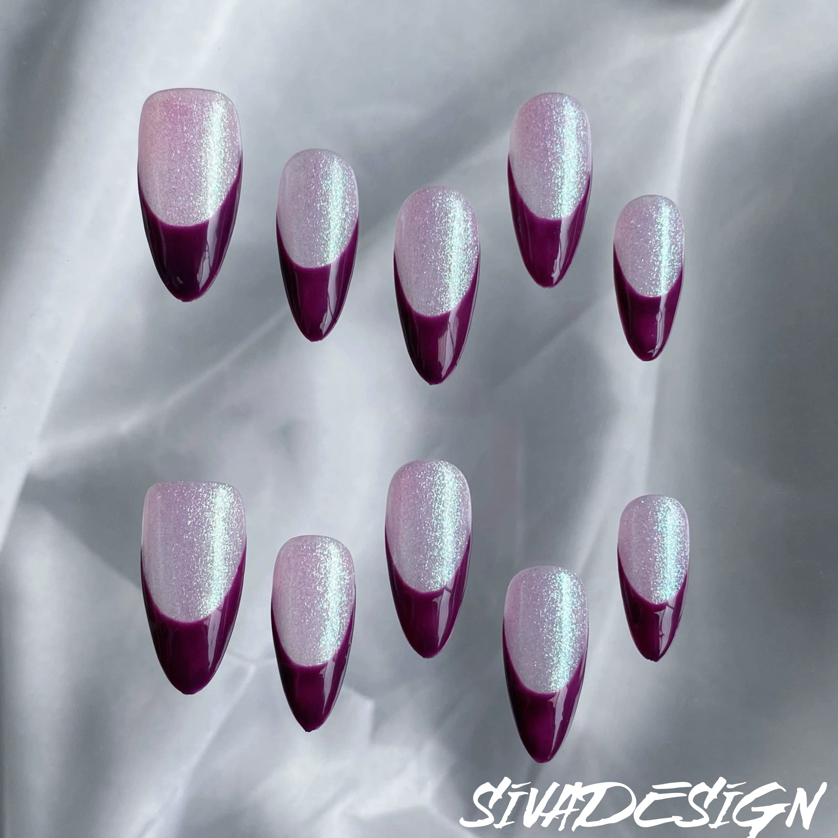 Siva Nail, Lavender Twilight, Short Almond Acrylic Press on Nails