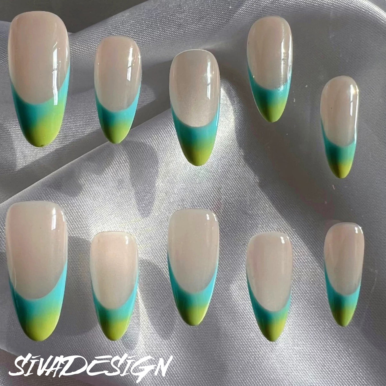 Siva Nail, Tropical Ripple, Vibrant Summer Acrylic Press on Nails