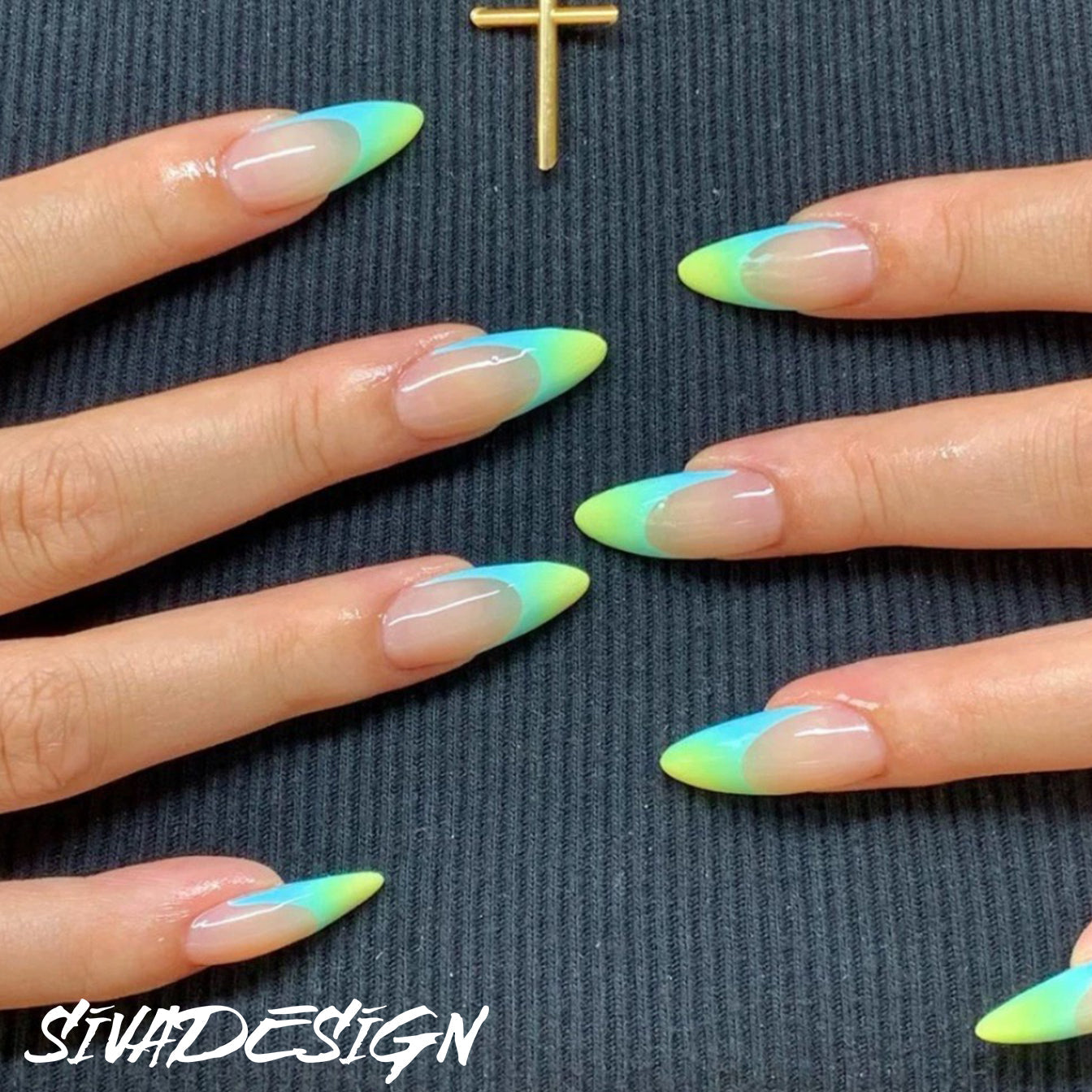 Siva Nail, Tropical Ripple, Vibrant Summer Acrylic Press on Nails