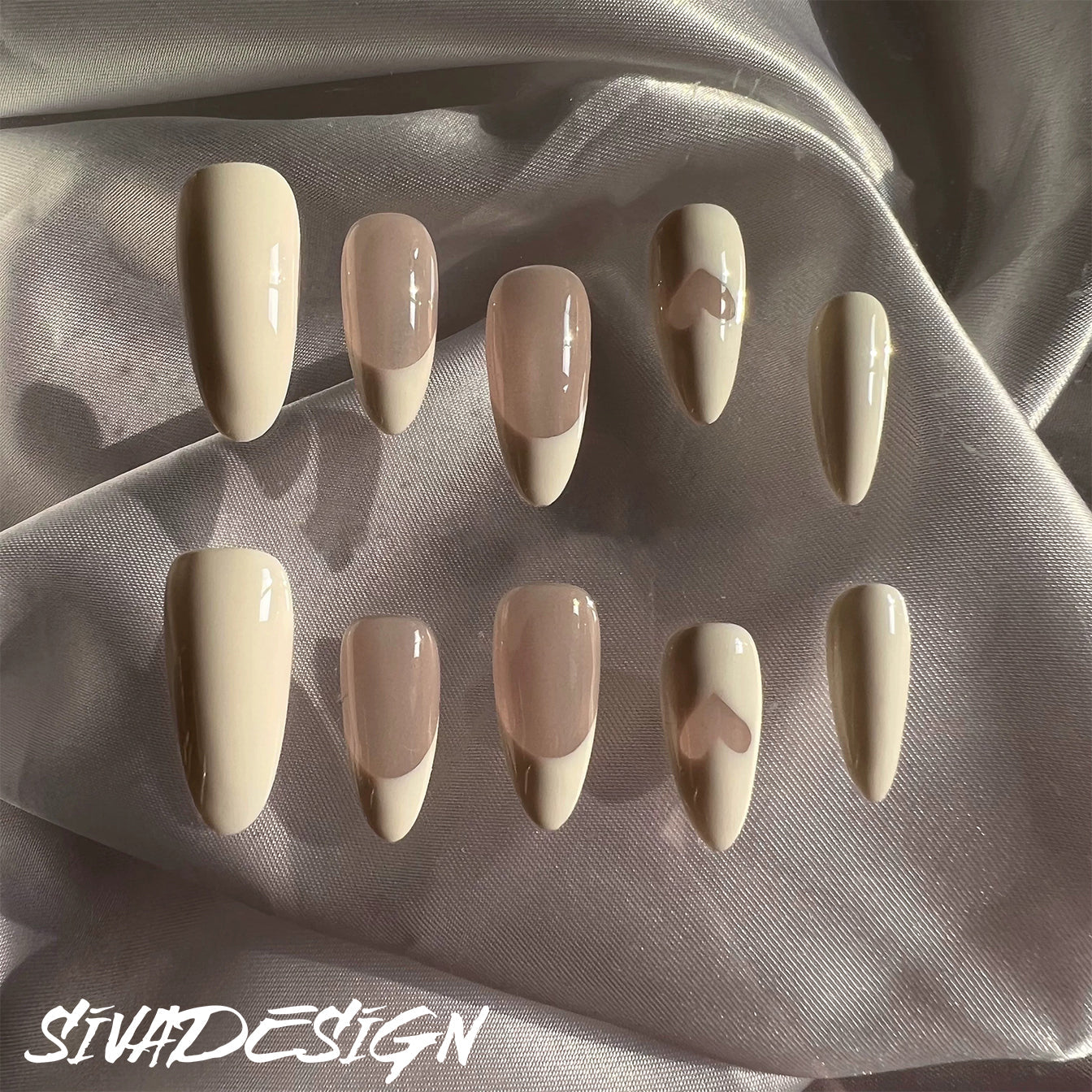 Siva Nail, Whispering Mist, Soft Minimalism, Handmade Press on Nails