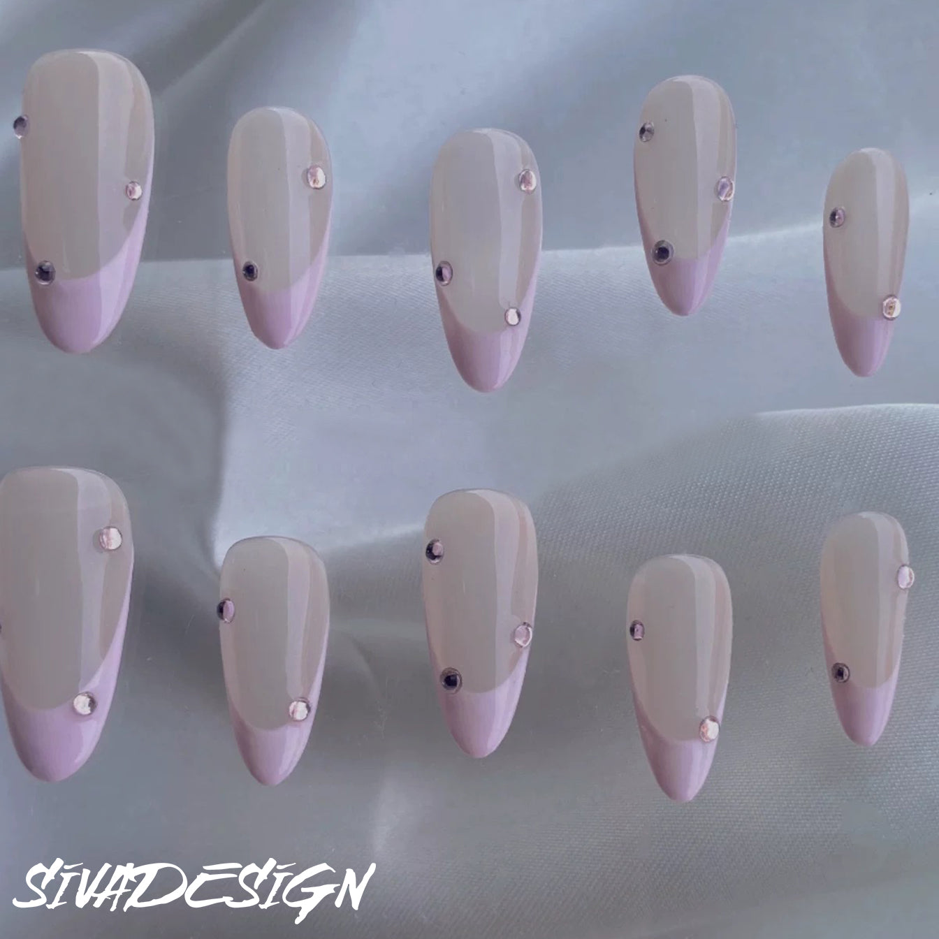 Siva Nail, Crystal Sands, Simple Pink Classic French, Handmade Press on Nails