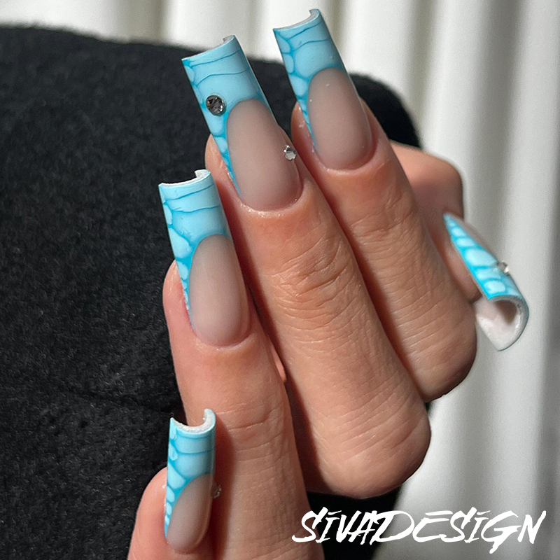 Siva Nail, Oceanic Marble, Elegant Style Acrylic Press on Nails