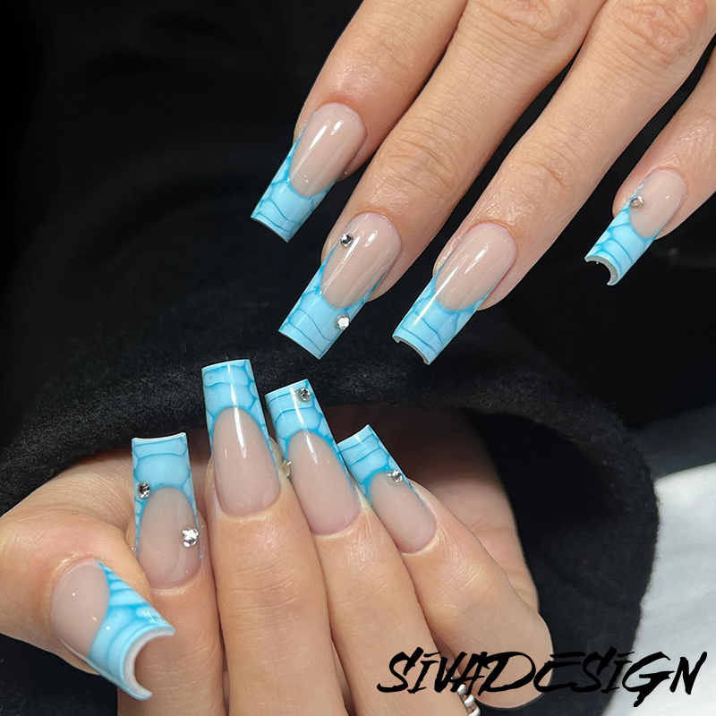 Siva Nail, Oceanic Marble, Elegant Style Acrylic Press on Nails