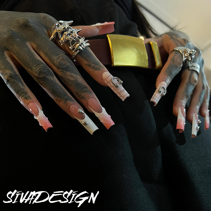 Siva Nail, Cosmic Elegance, Avant-Garde French Press on Nails