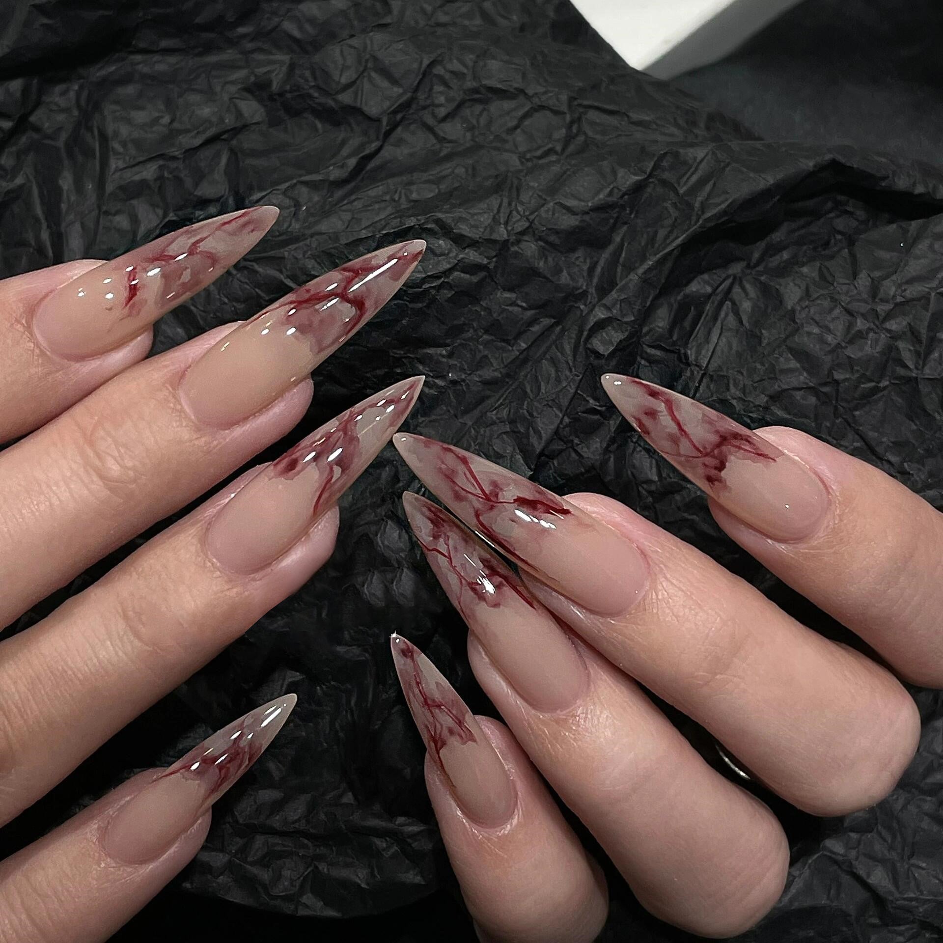 Siva Nail, Blood Moon Mystique, Red Shading Press on Nails