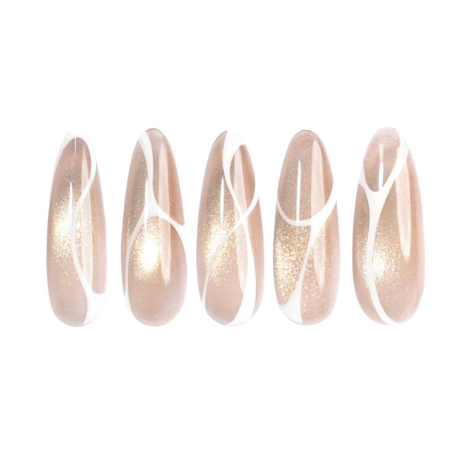 Siva Nail, Moonlit Veil, Subtle Glamour, Handmade Press on Nails