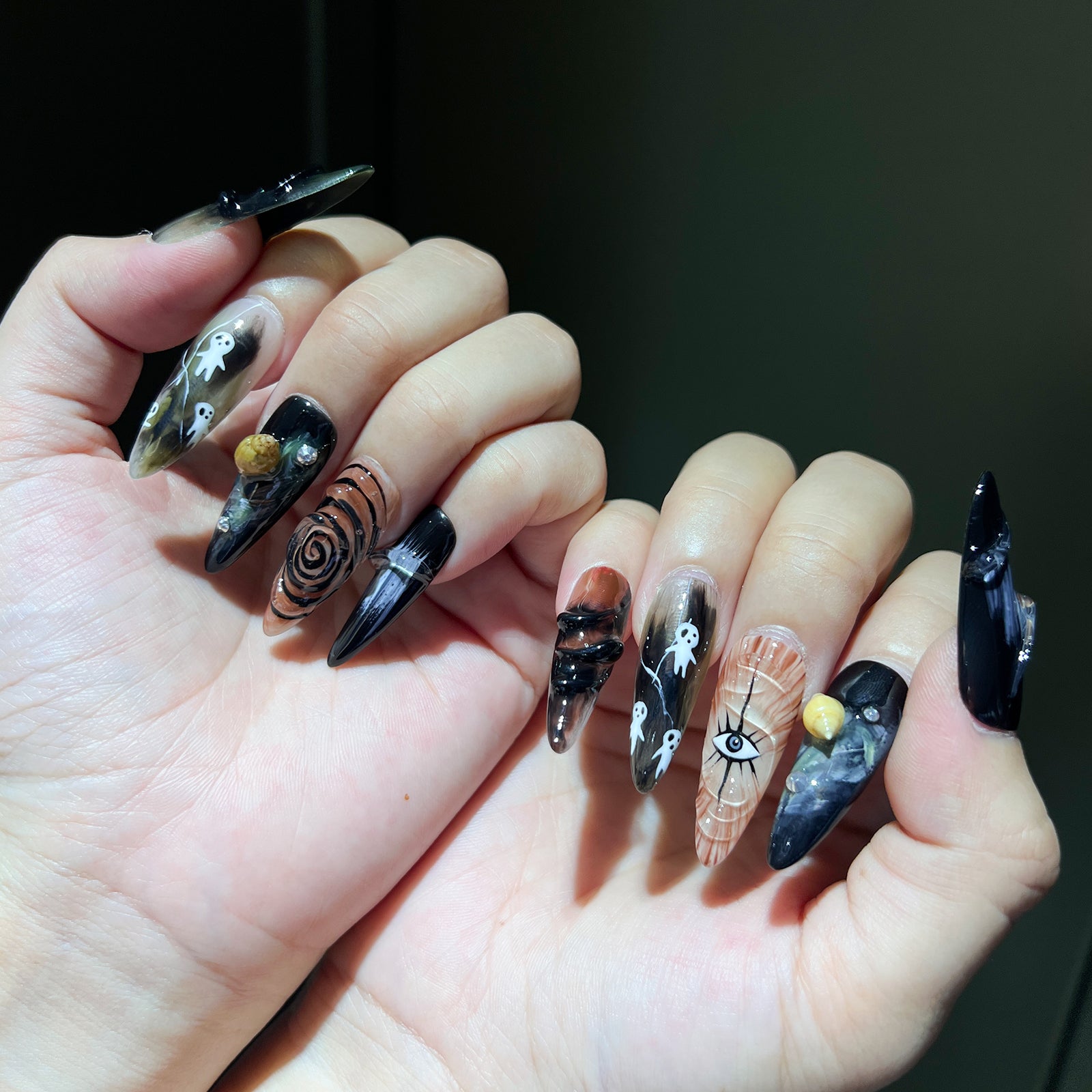 Siva Nail, Phantom Mirage, Artistic Halloween Acrylic Press on Nails