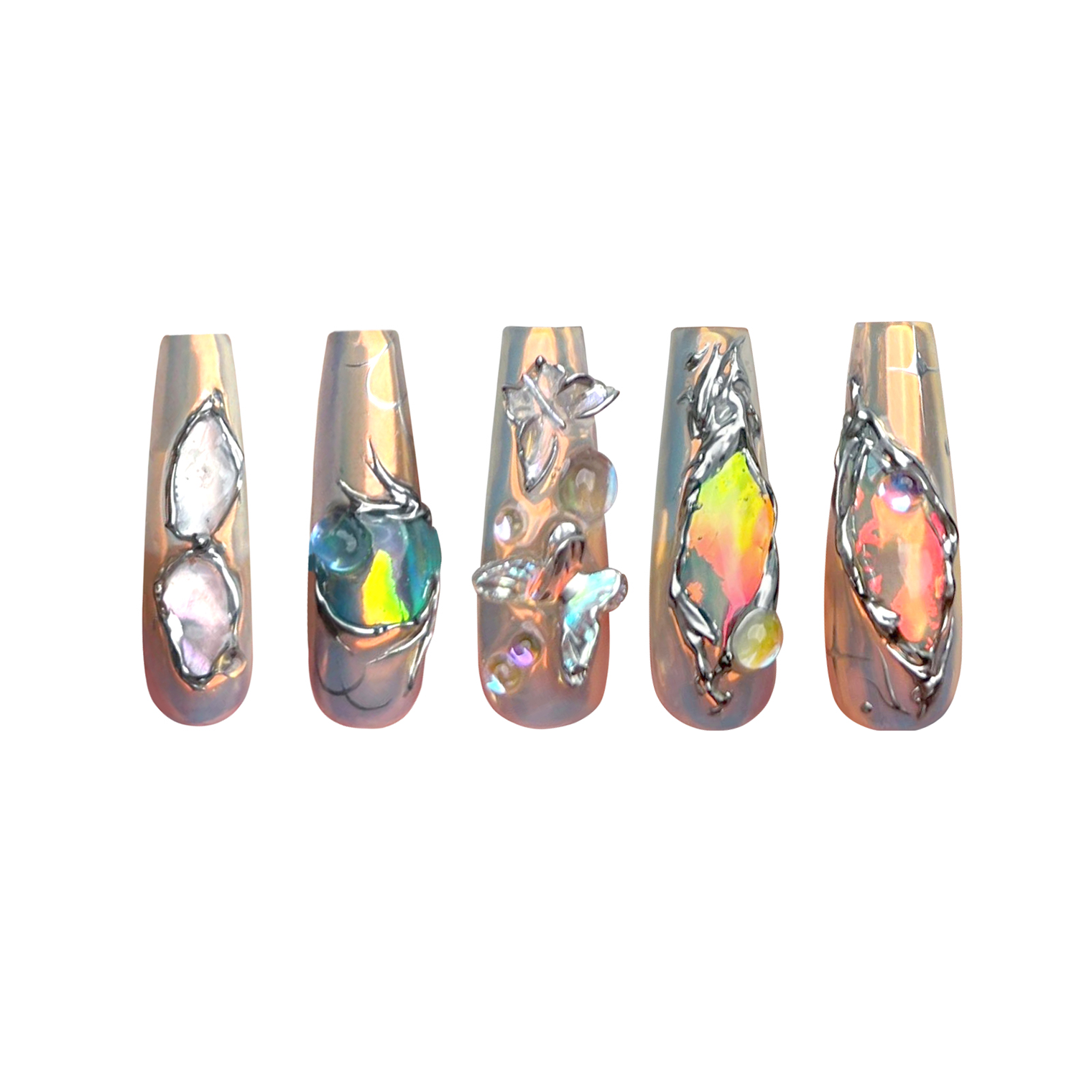 Siva Nail, Spectrum Surge, Prismatic Jewel, Handmade Press on Nails