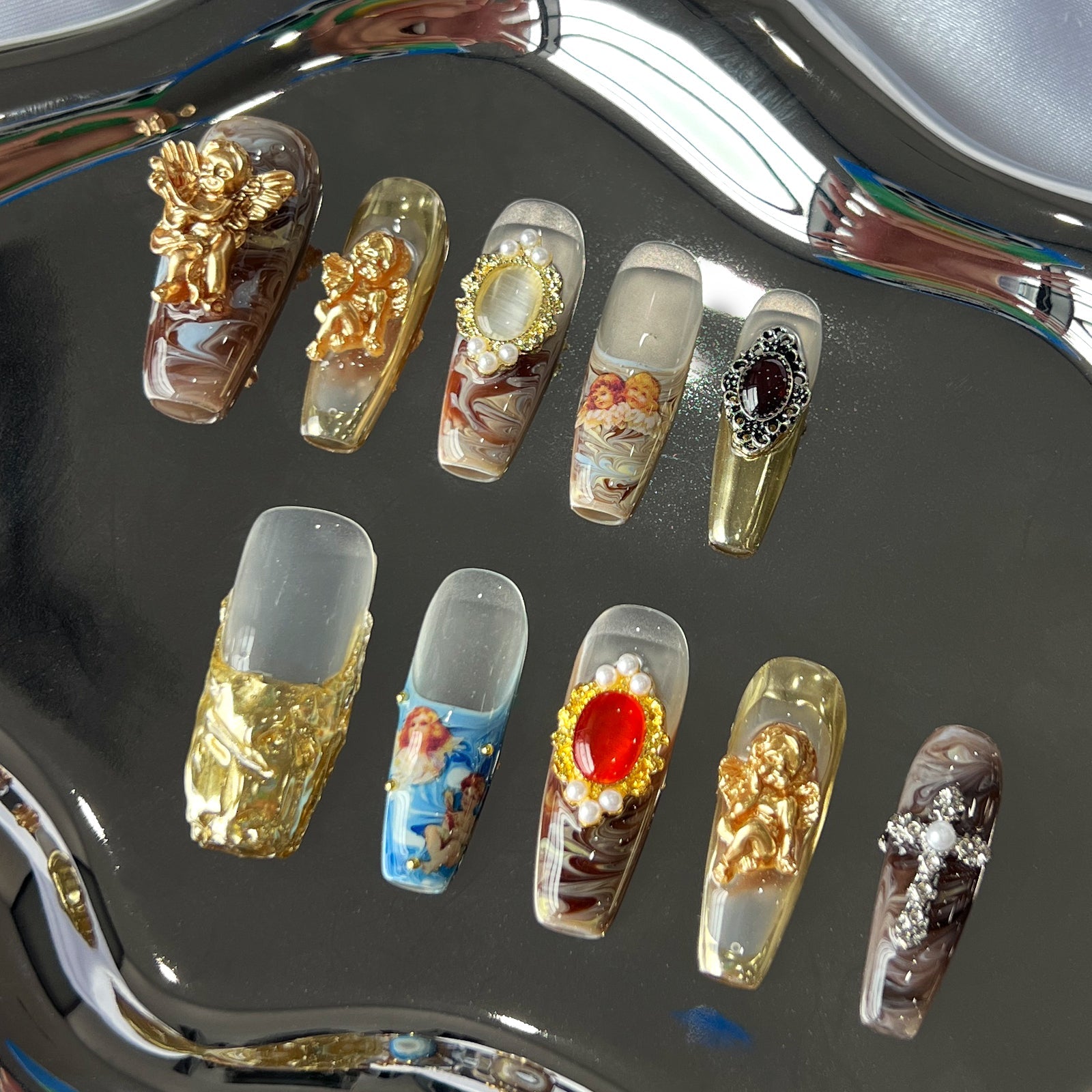 Siva Nail, Royal Opulence, Vintage Baroque Acrylic Press on Nails