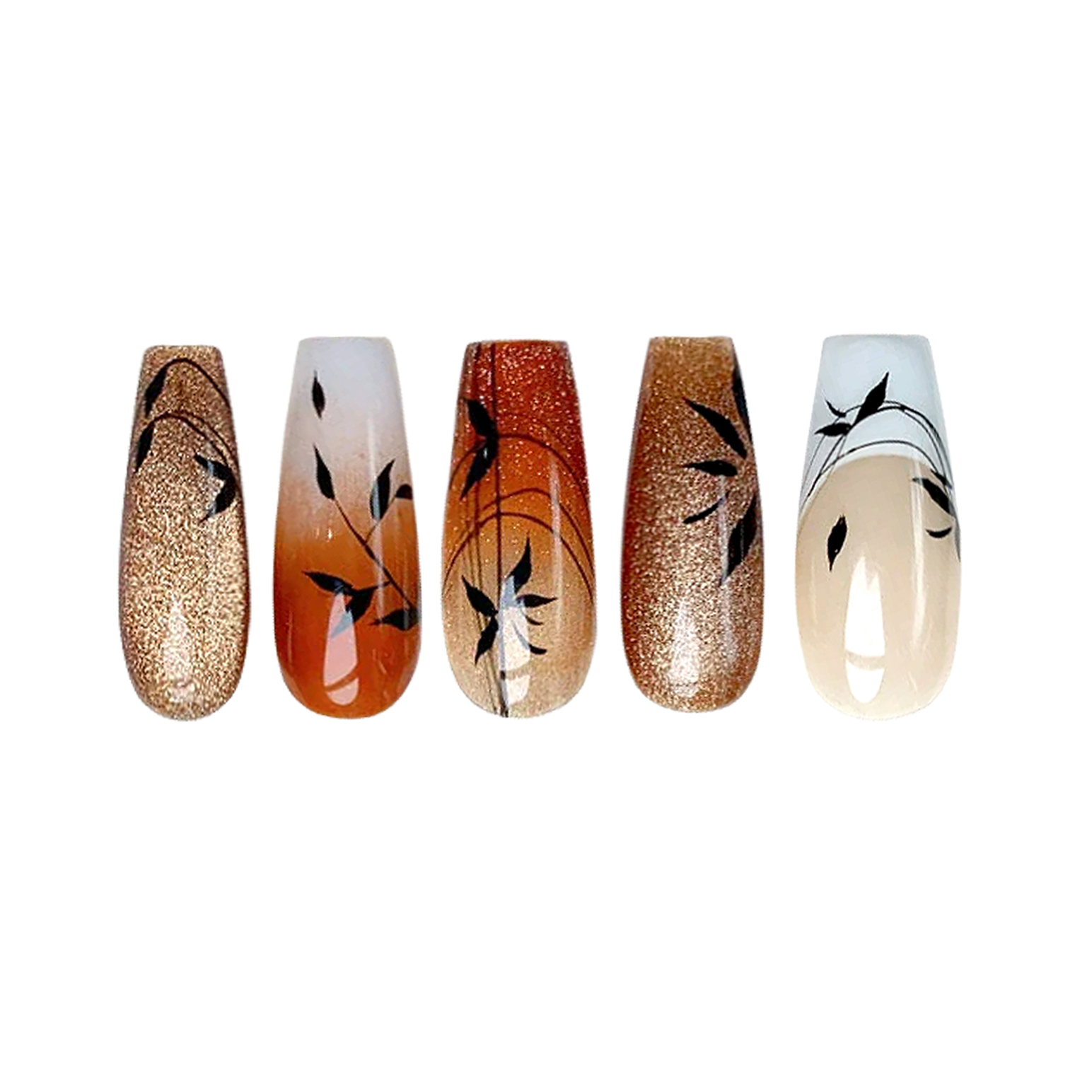 Siva Nail, October Whisper, Autumn Leaves, Handmade Press on Nails