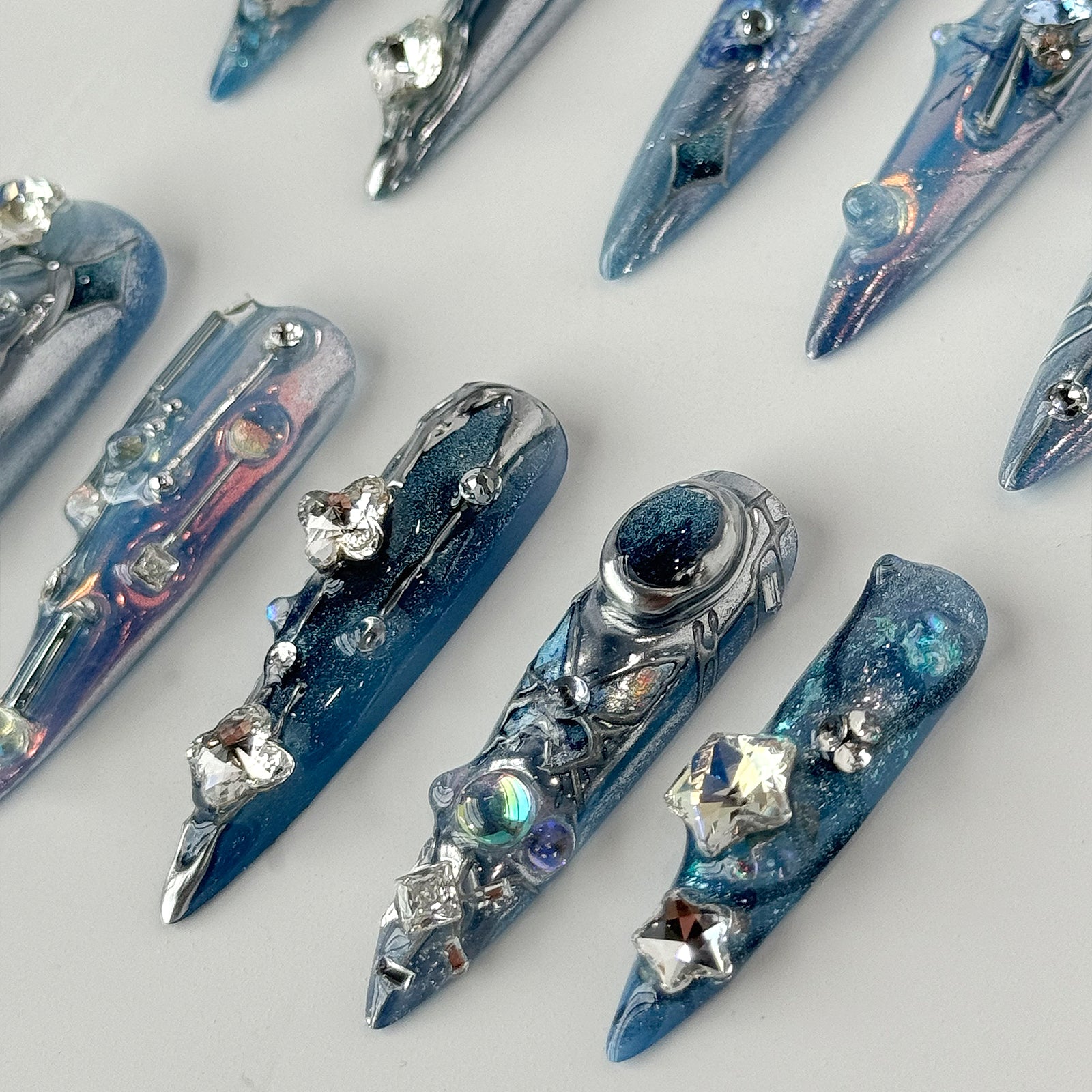 Siva Nail, Ice Queen, Stiletto Acrylic Press on Nails