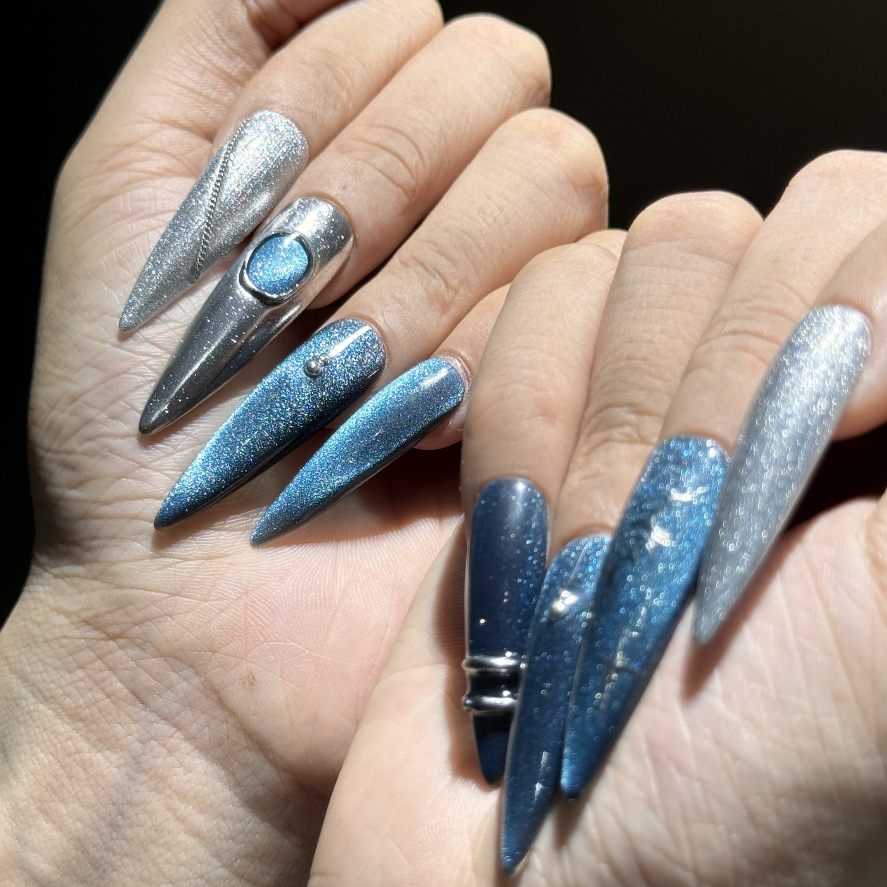 Siva Nail, Galaxy Glow, Metallic Press on Nails