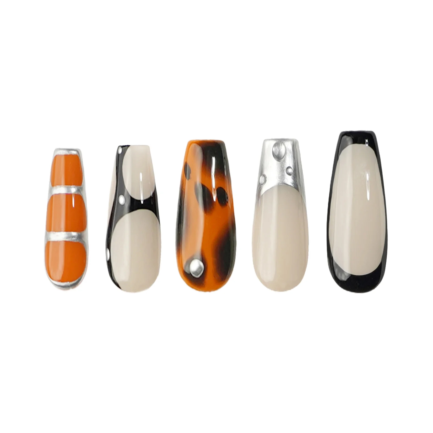 Siva Nail, Palette Mix, Modern French, Handmade Press on Nails