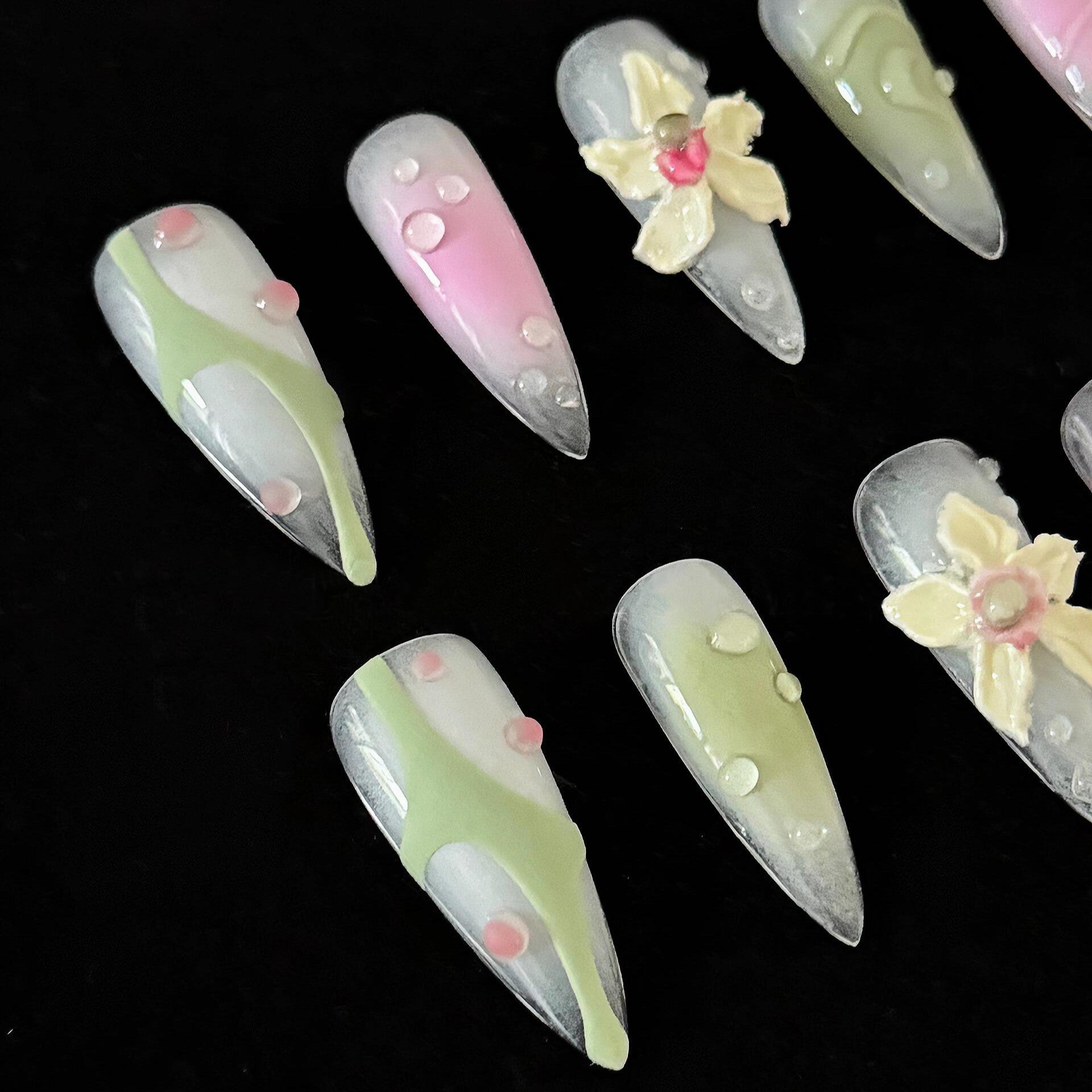 Siva Nail, Petal Frost, Floral Press on Nails