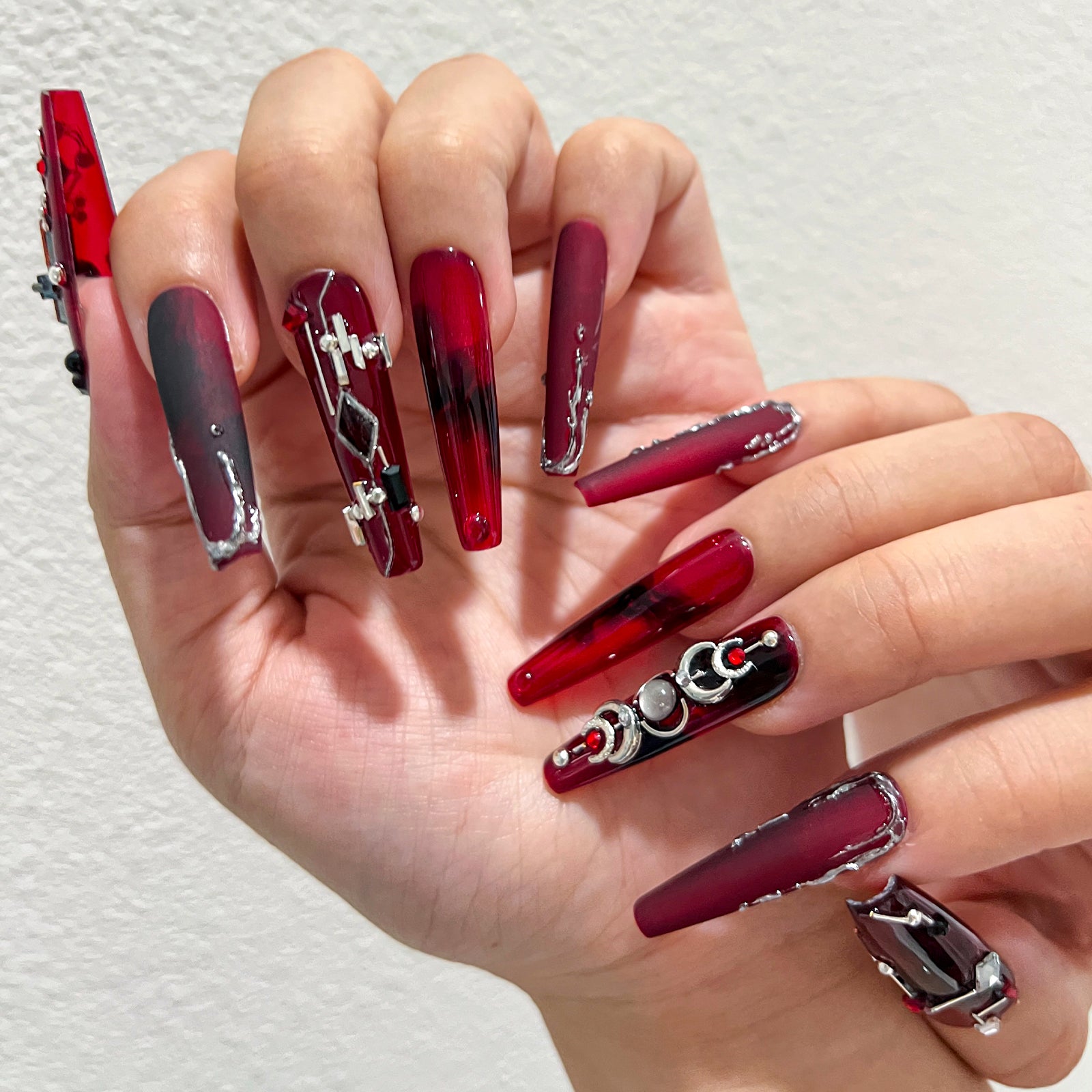 Siva Nail, Red Regalia, Cyber Style Press on Nails