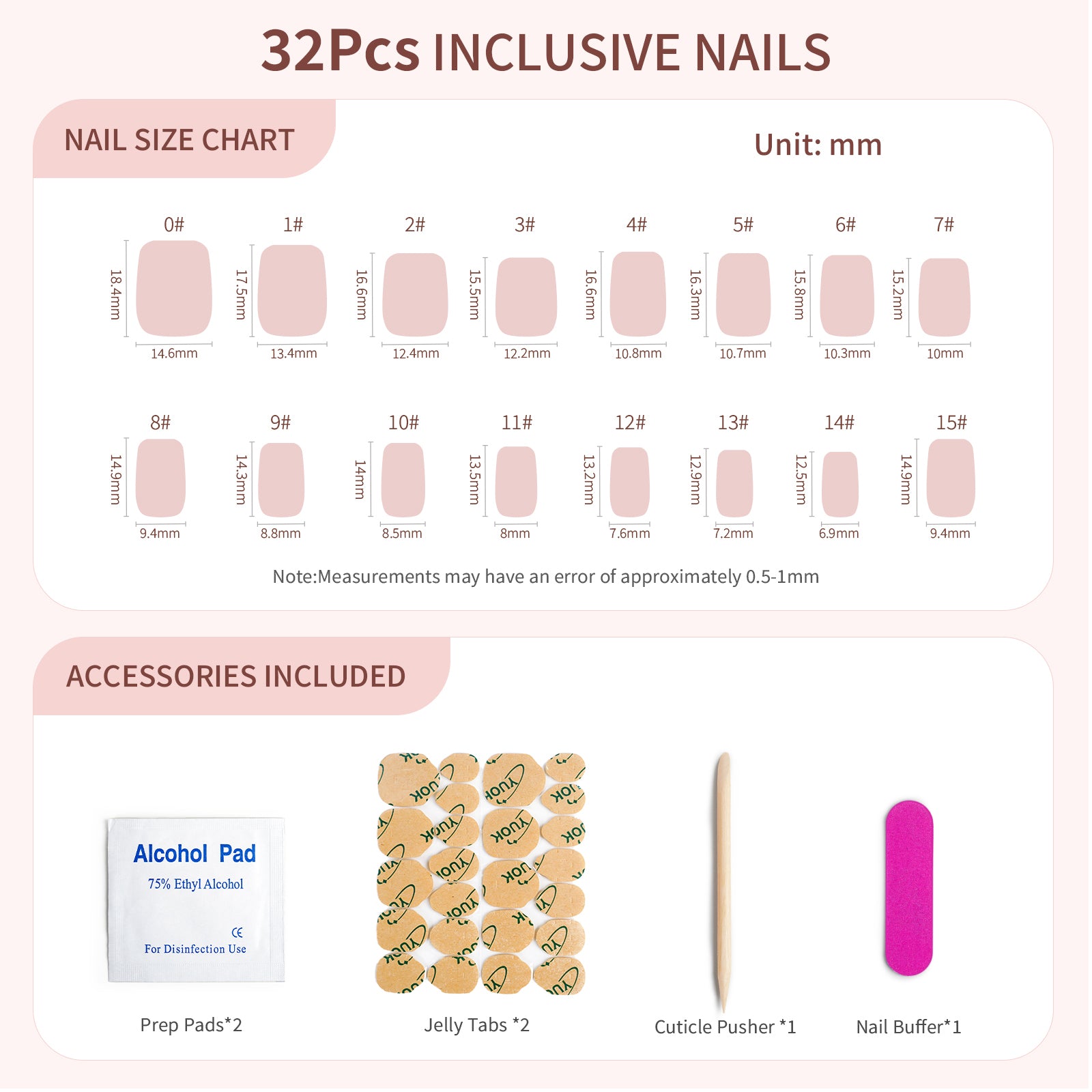 Siva Nail, Short Square white French Tip Press On Nails, Squoval Nails, Hard Thick Gel Press On Nails, 32PCS, 16 Sizes