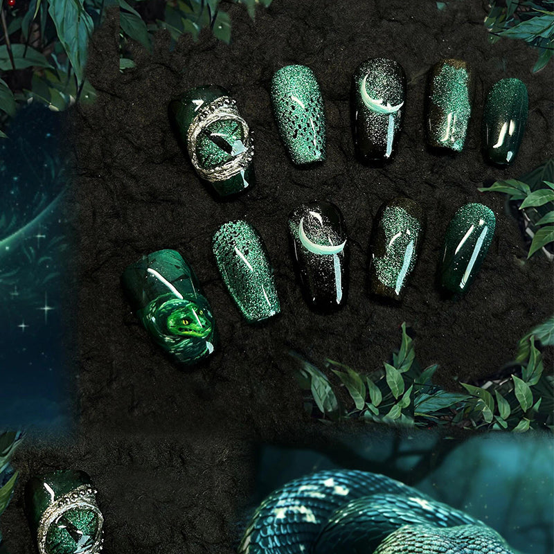 Siva Nail, Emerald Eclipse, Mystical Press on Nails