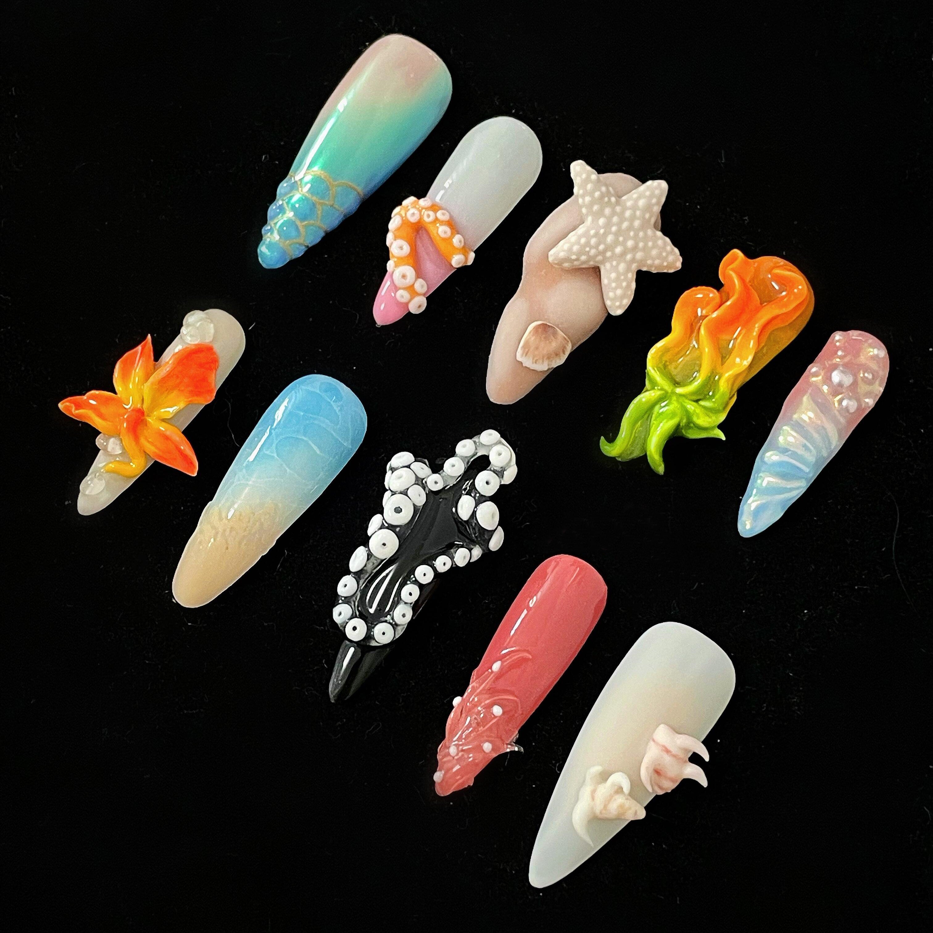 Siva Nail, Seashell Dream, Ocean Inspired, Handmade Press on Nails