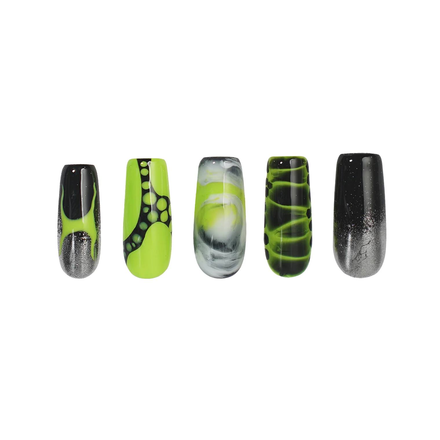 Siva Nail, Neon Venom, Modern Cyberpunk, Handmade Press on Nails