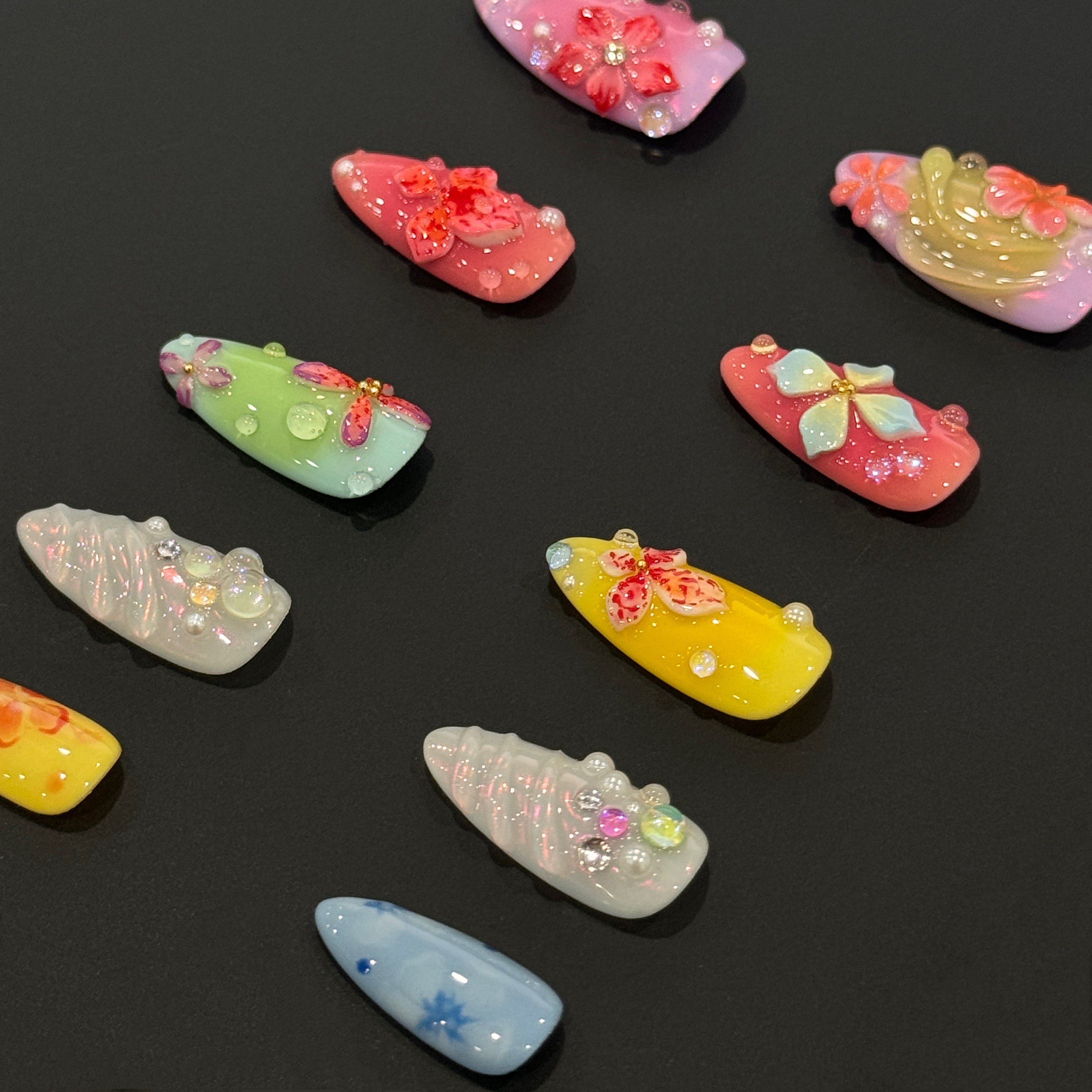 Siva Nail, Petals Enchant, Colorful Press on Nails