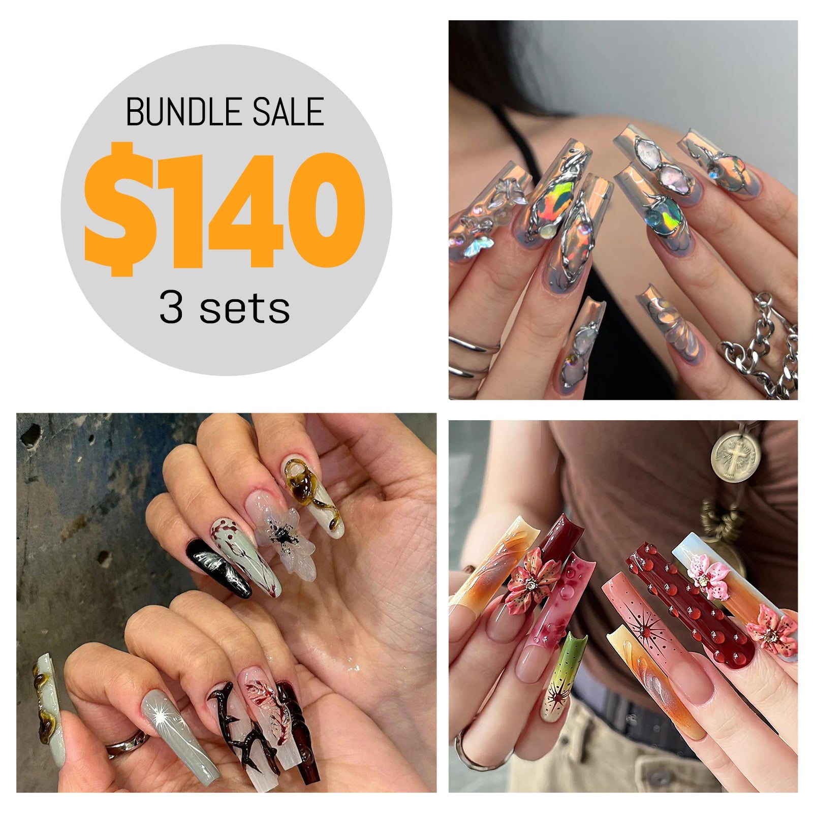 Siva Nail, Bundle 6, Artistry Extravaganza Press on Nails