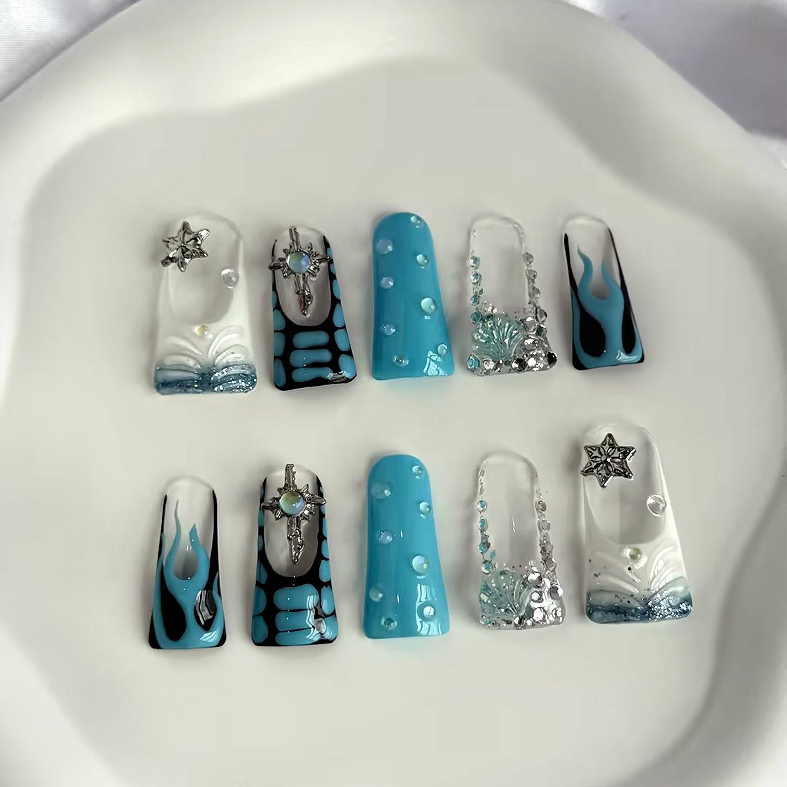 Siva Nail, Frozen Flame, Duck Nails Acrylic Press on Nails