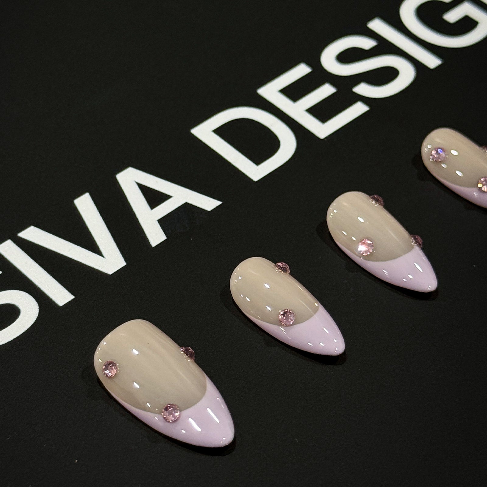 Siva Nail, Crystal Sands, Simple Pink Classic French, Handmade Press on Nails