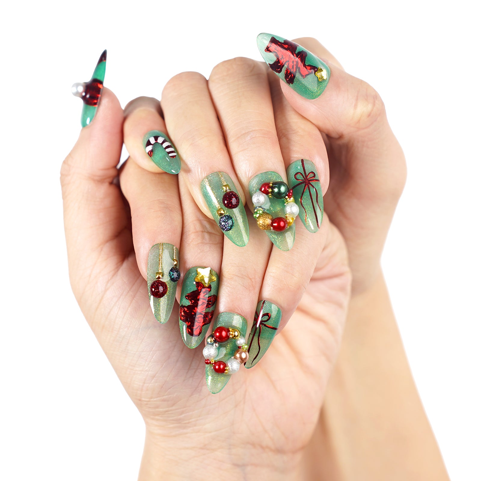 Siva Nail, Evergreen Enchantment, Christmas Wonderland, Handmade Press on Nails