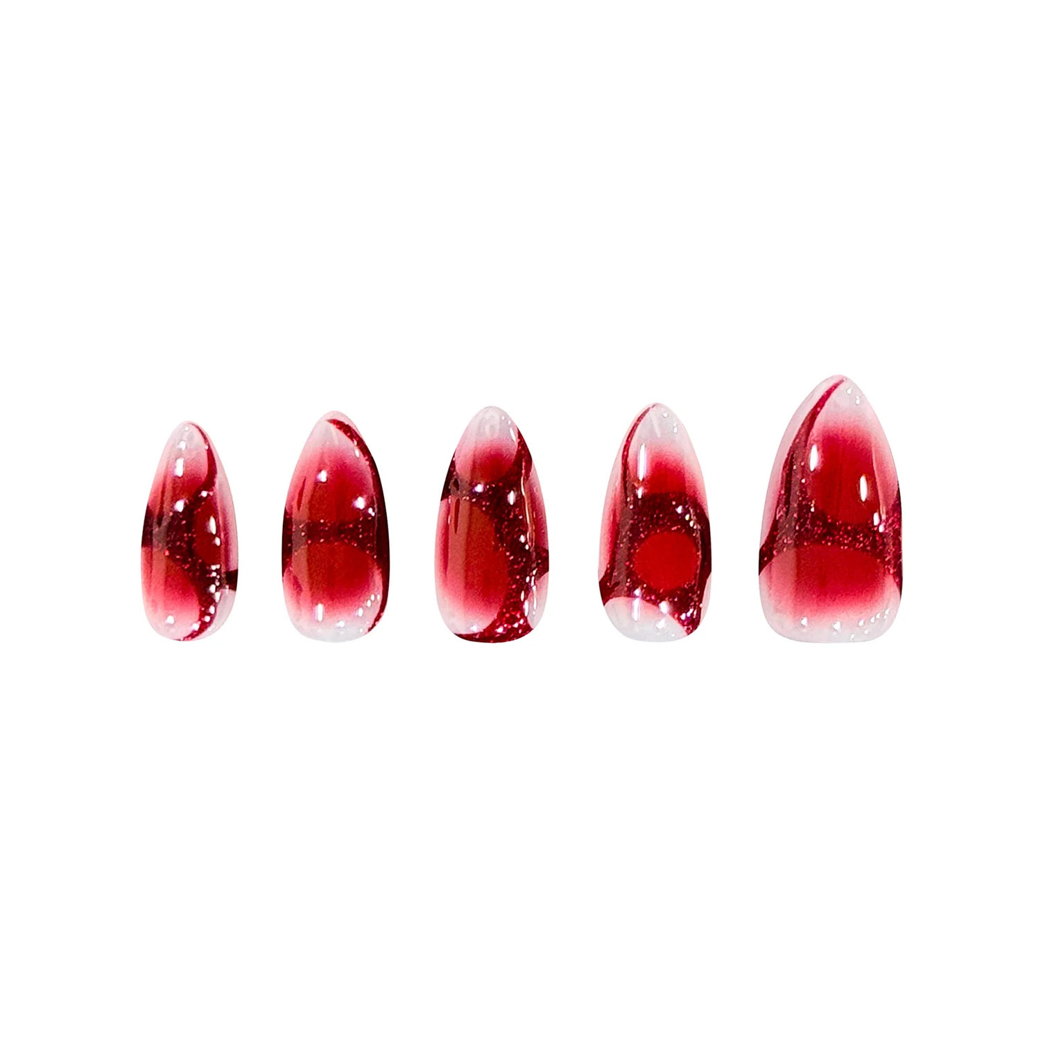 Siva Nail, Burgundy Waves, Elegant Red Ombre Handmade Press on Nails