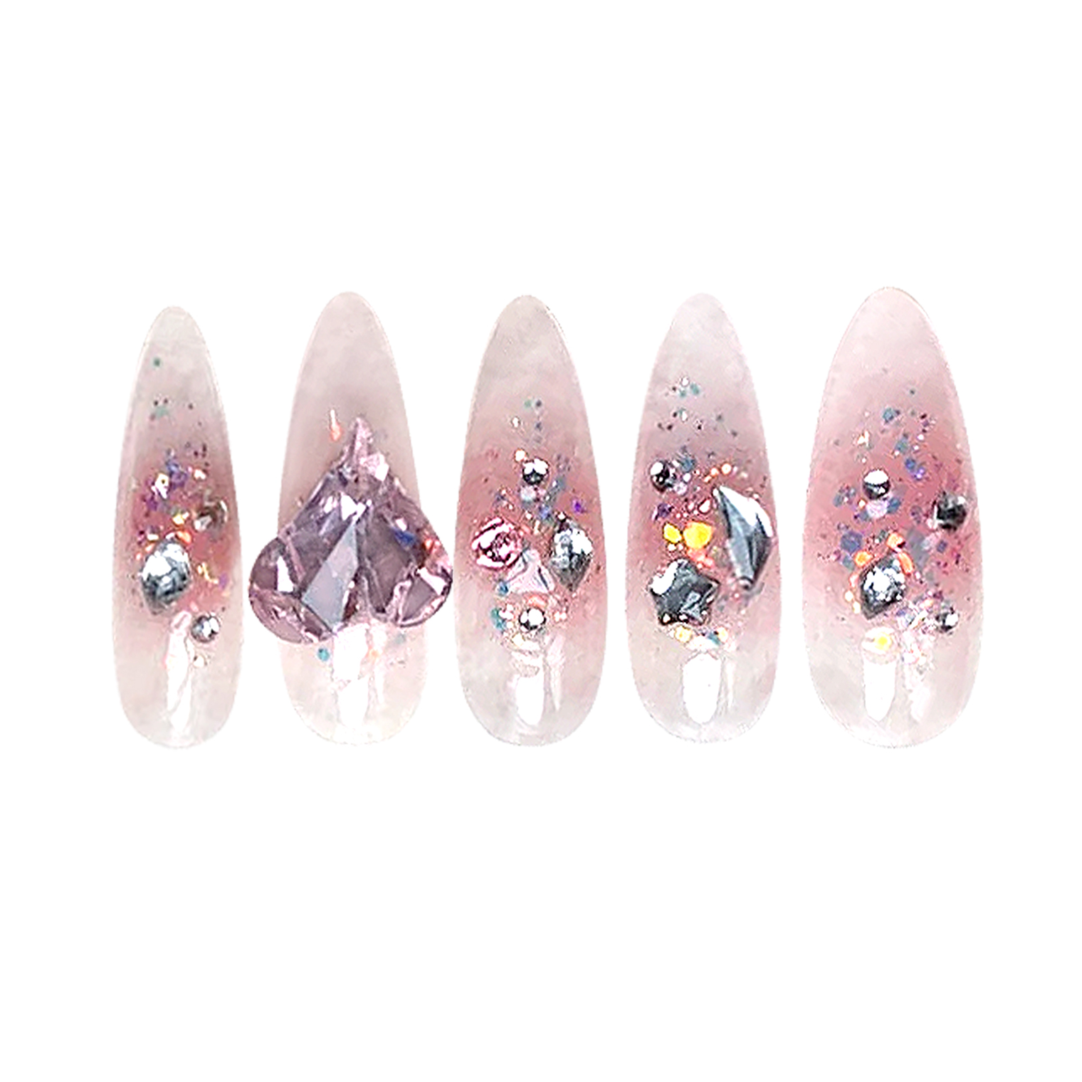Siva Nail, Sweet Reflections, Gemstone Sparkle, Handmade Press on Nails