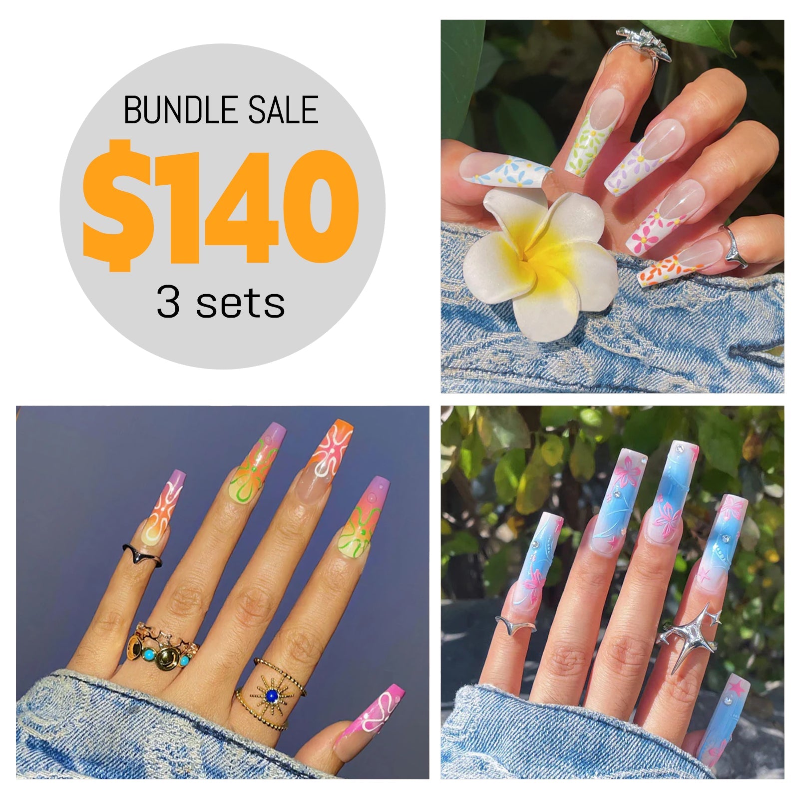 Siva Nail, Bundle 4 - Tropical Vibes Press on Nails