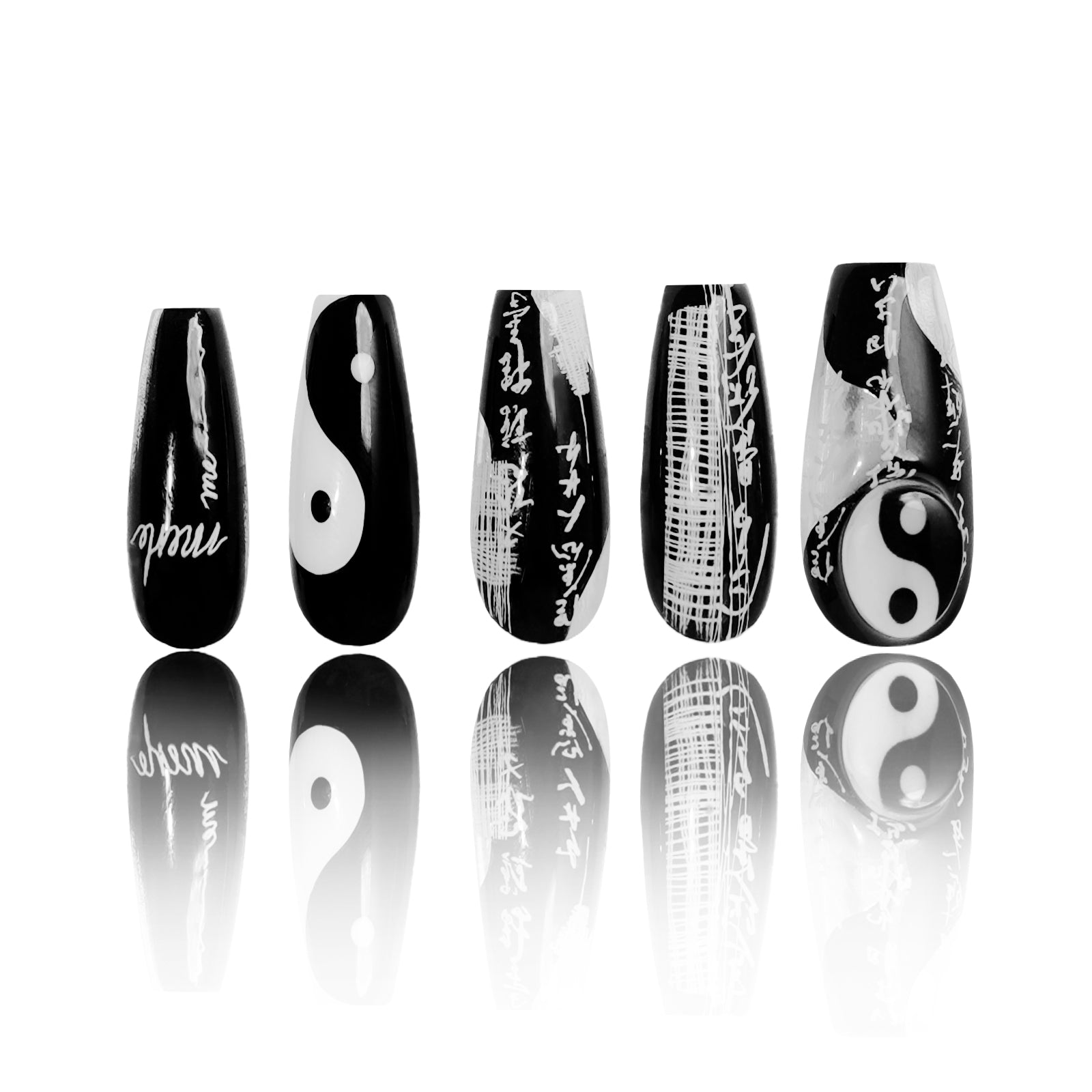 Siva Nail, Chaos, Black & White Harmony Press on Nails