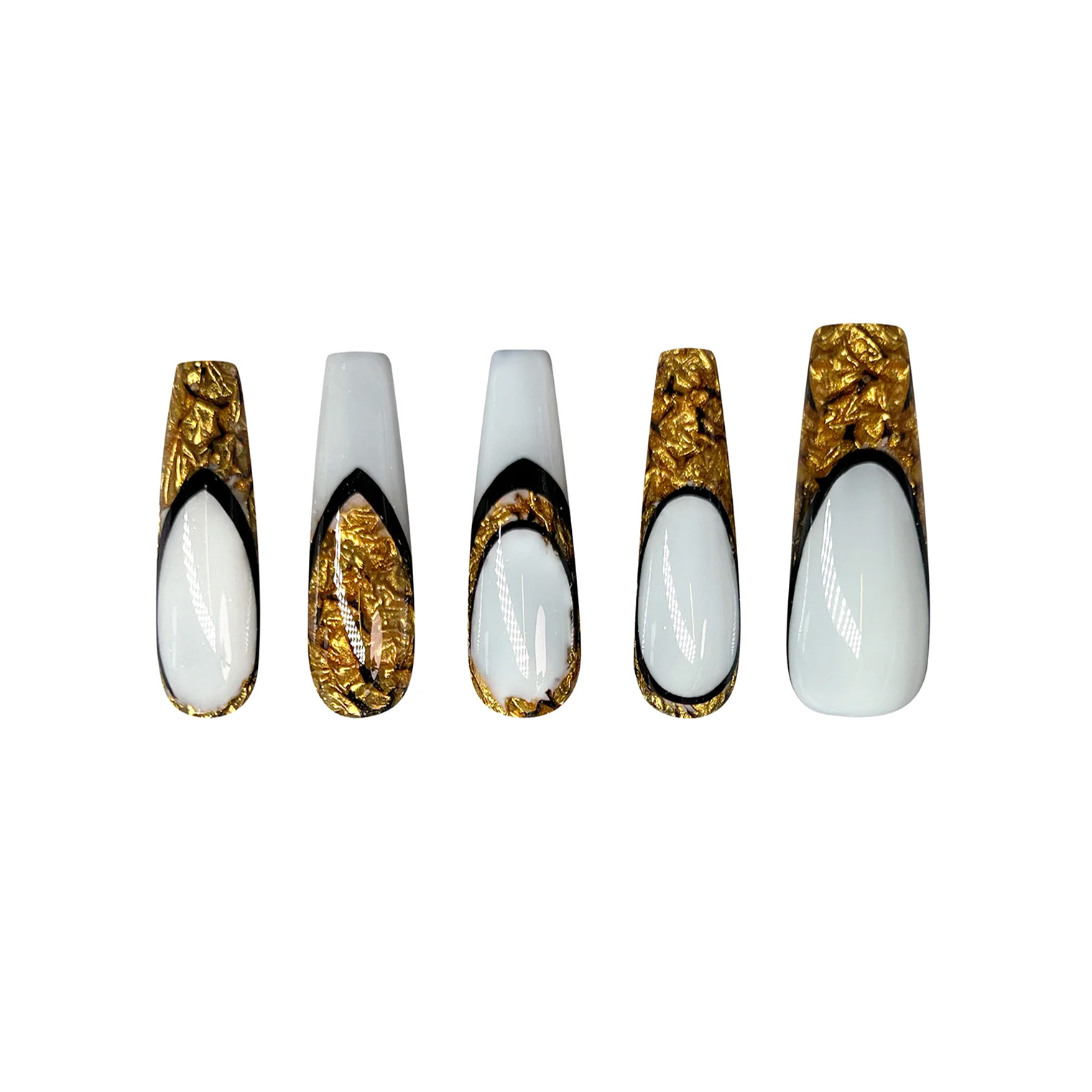 Siva Nail, Golddust, French, Luxurious Gold Foil, Handmade Press on Nails