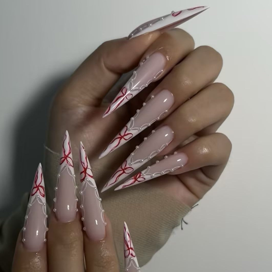 Siva Nail, Ribbon Lace, Stiletto Acrylic Press on Nails