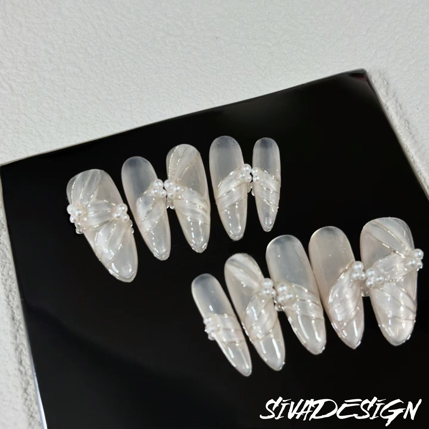 Siva Nail, Bridal Radiance, Luxe Pearl Handmade Press on Nails