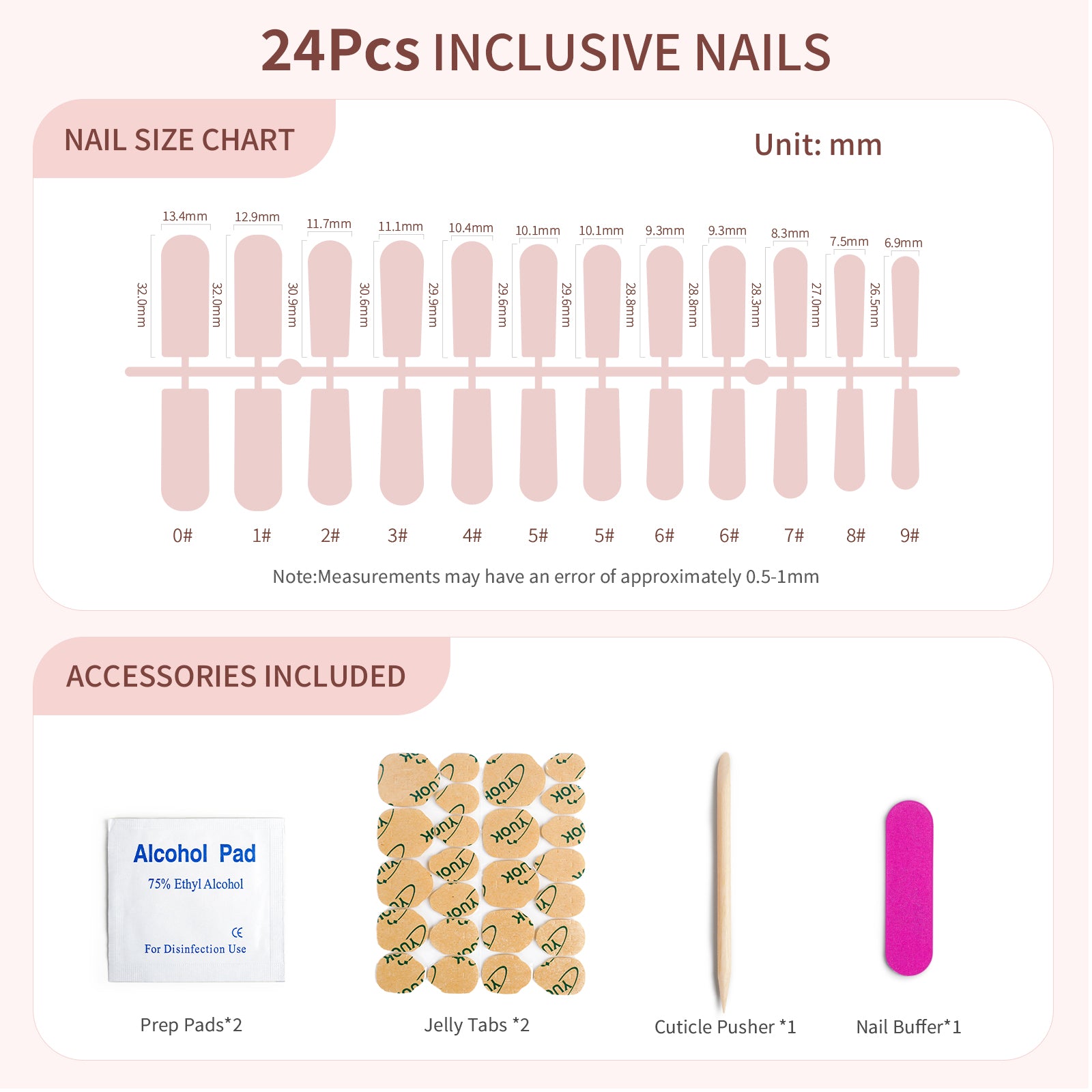 Siva Nail, Coral Tide, 24 Pieces Pearl Accent Press on Nails