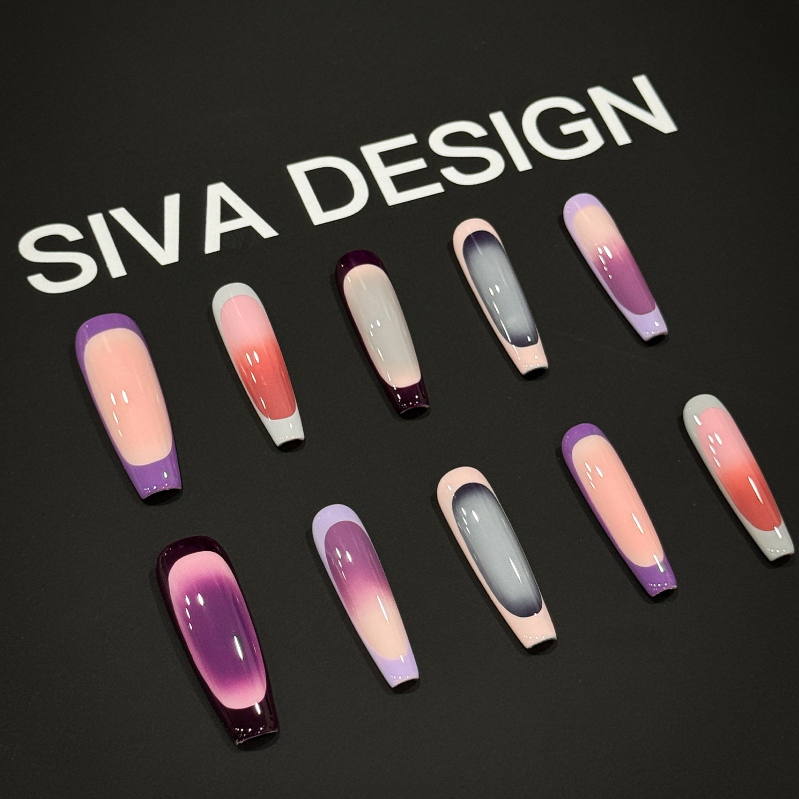 Siva Nail, Summer Dusk, Ombre Handmade Press on Nails