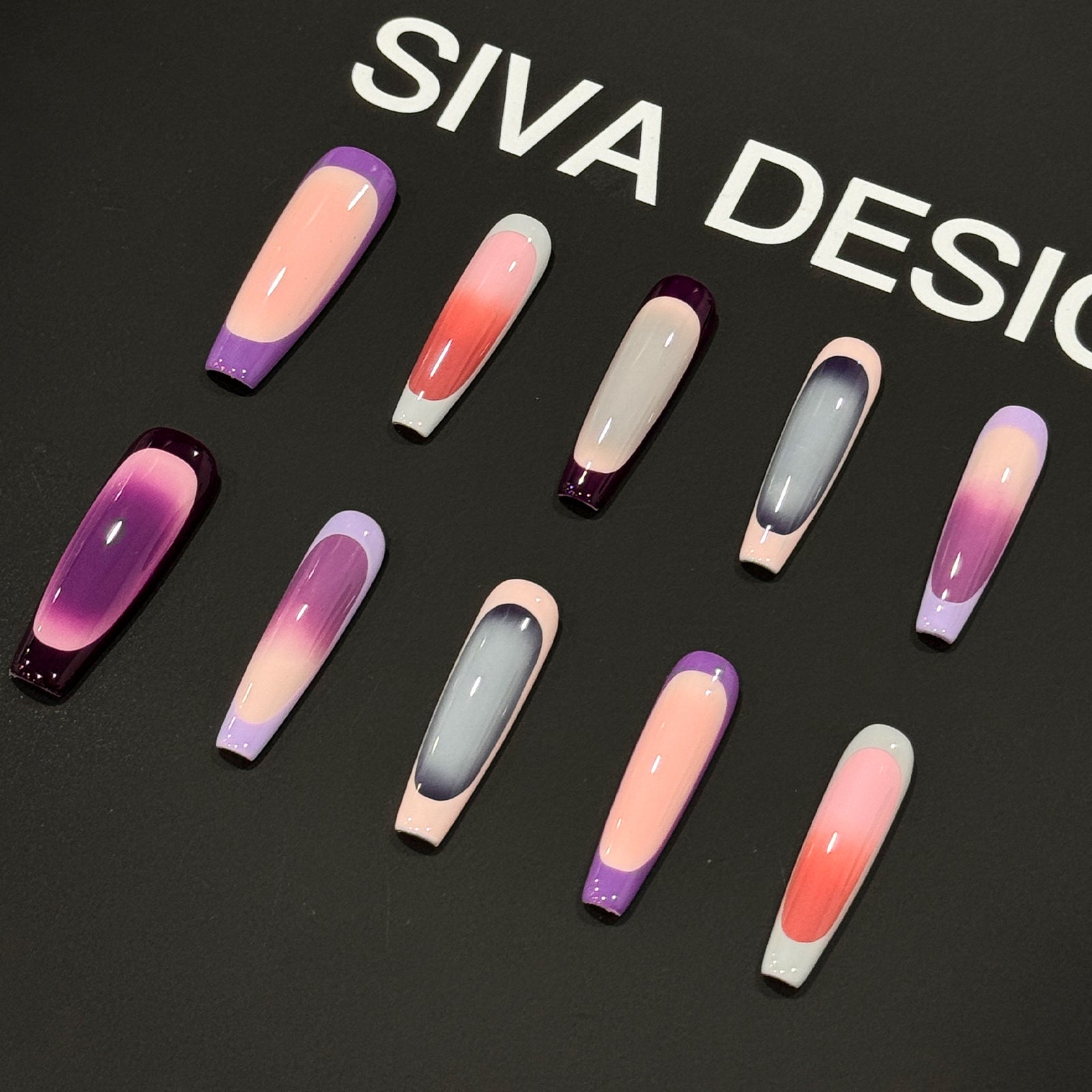 Siva Nail, Summer Dusk, Ombre Handmade Press on Nails