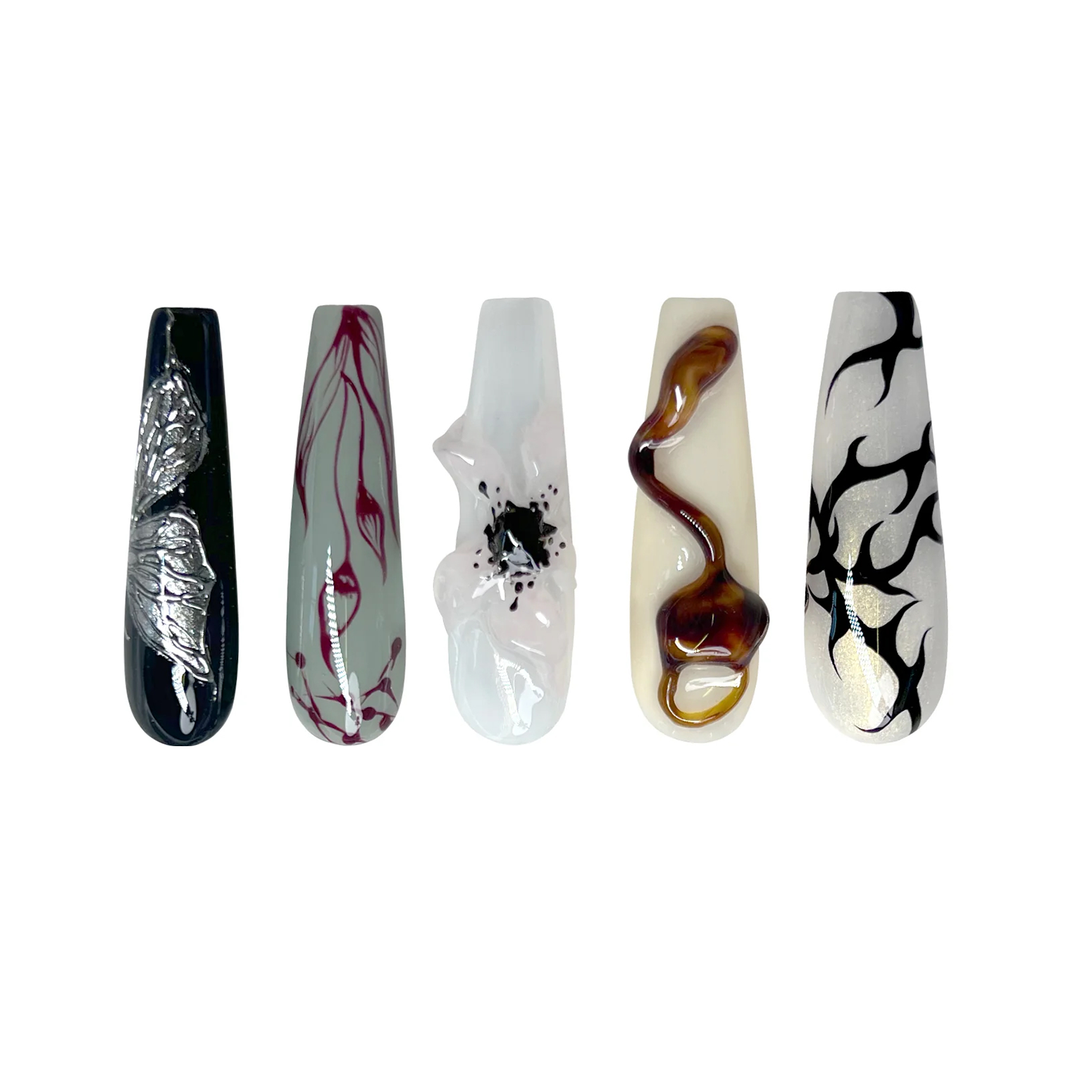 Siva Nail, Nocturnal Notes, Gothic Art, Handmade Press on Nails