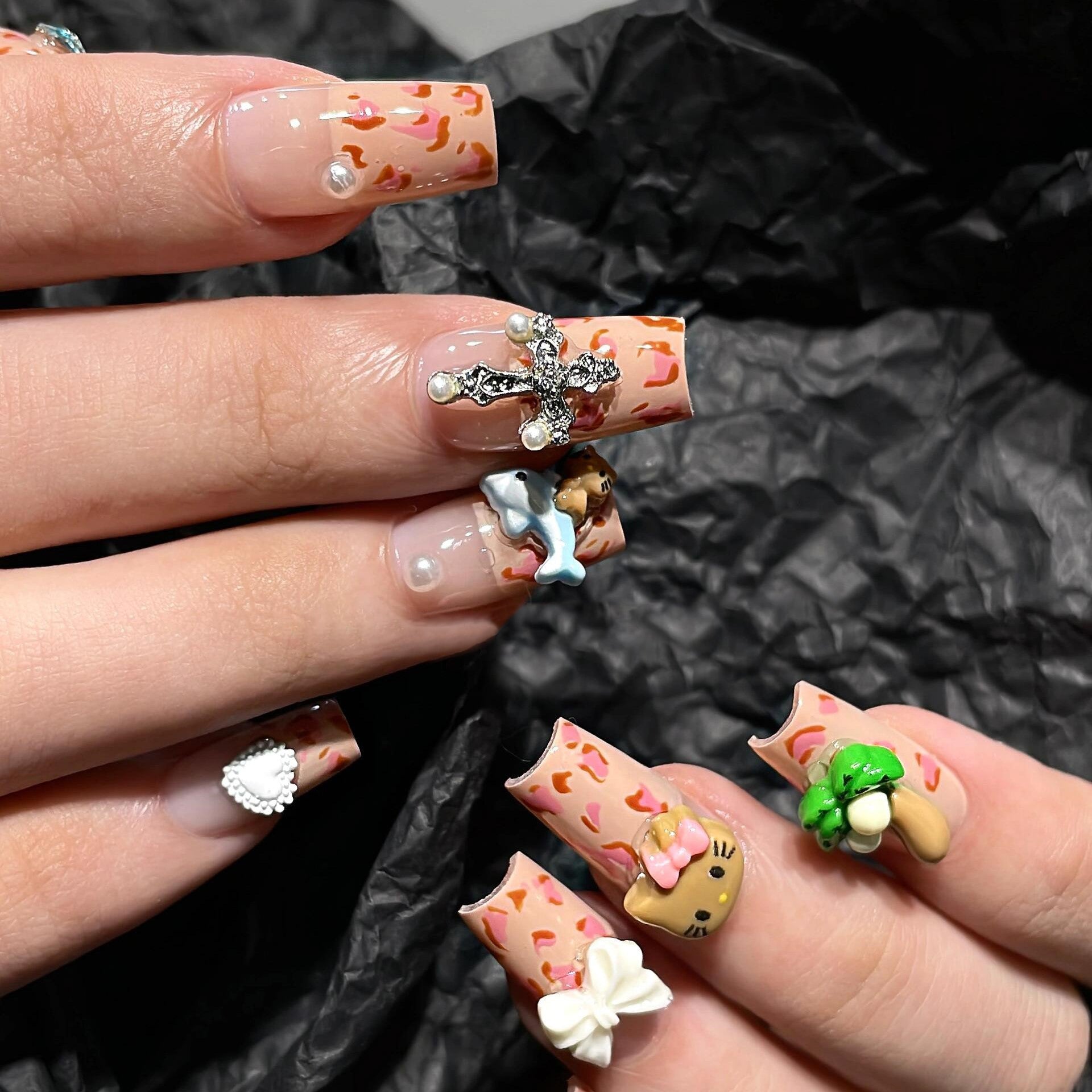 Siva Nail, Beary Cute Garden, Cartoon Press on Nails