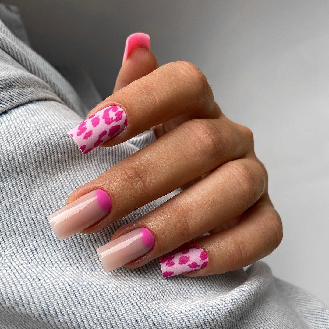 Siva Nail, Blush Leopard, Leopard Pink Style Press on Nails